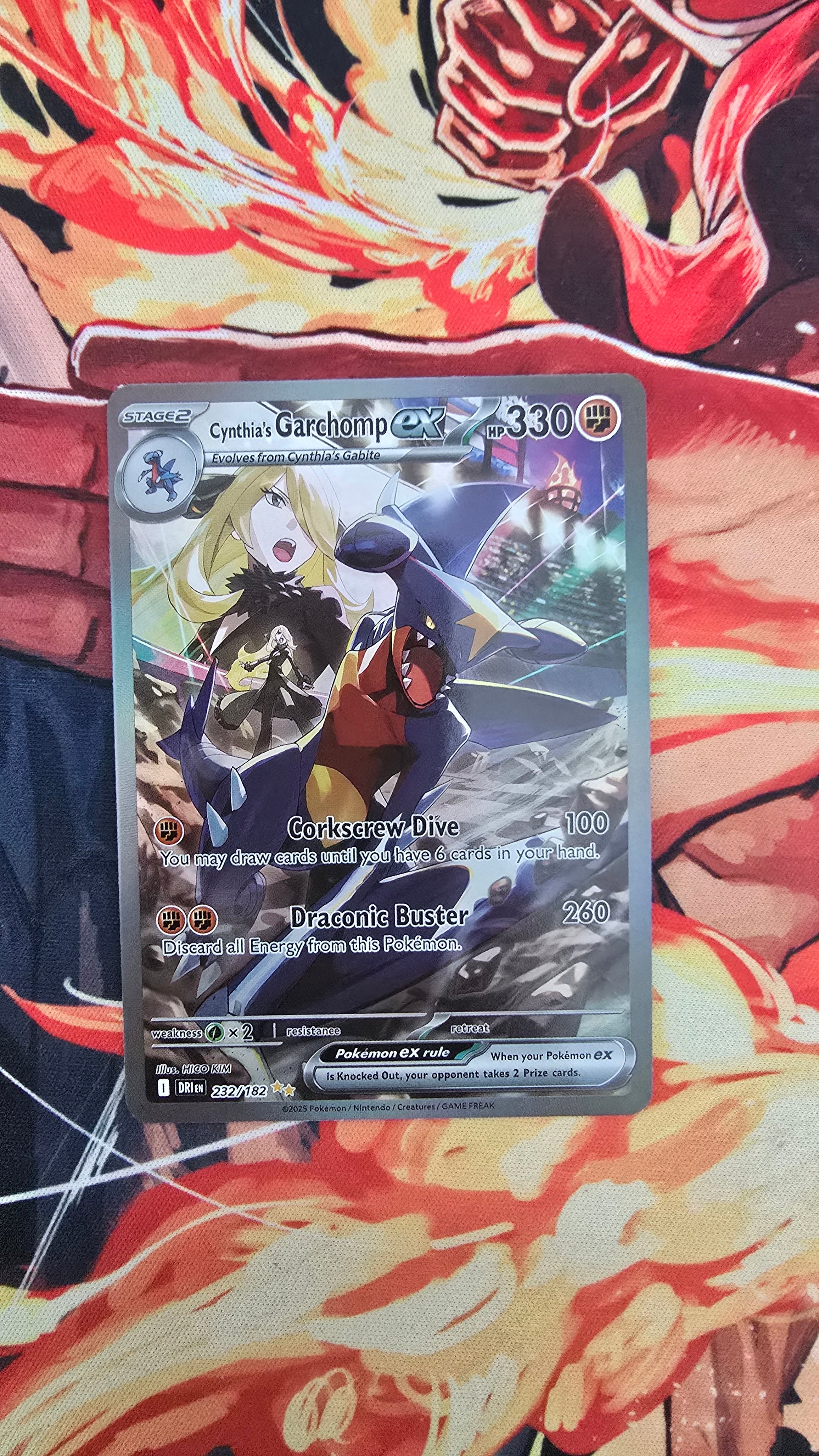 Custom Made Cynthia's Garchomp EX 232/182 SIR Destined Rivals Pokemon Card SV10 Proxy