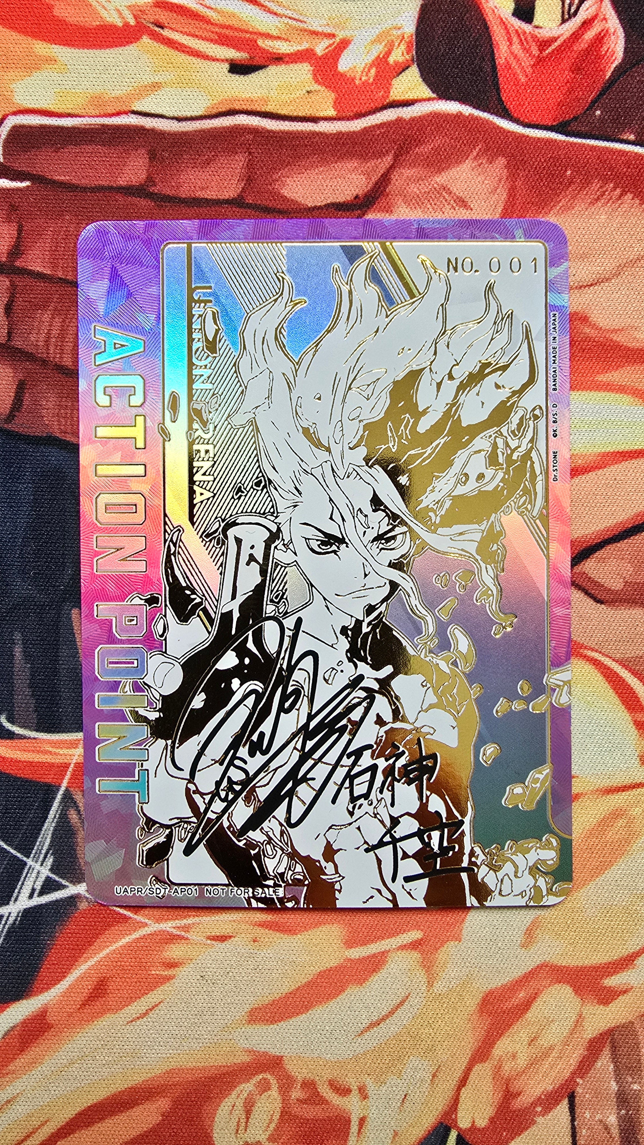 DR. STONE ACTION POINT GOLD SIGNED UNION ARENA PROXY CARD – OP