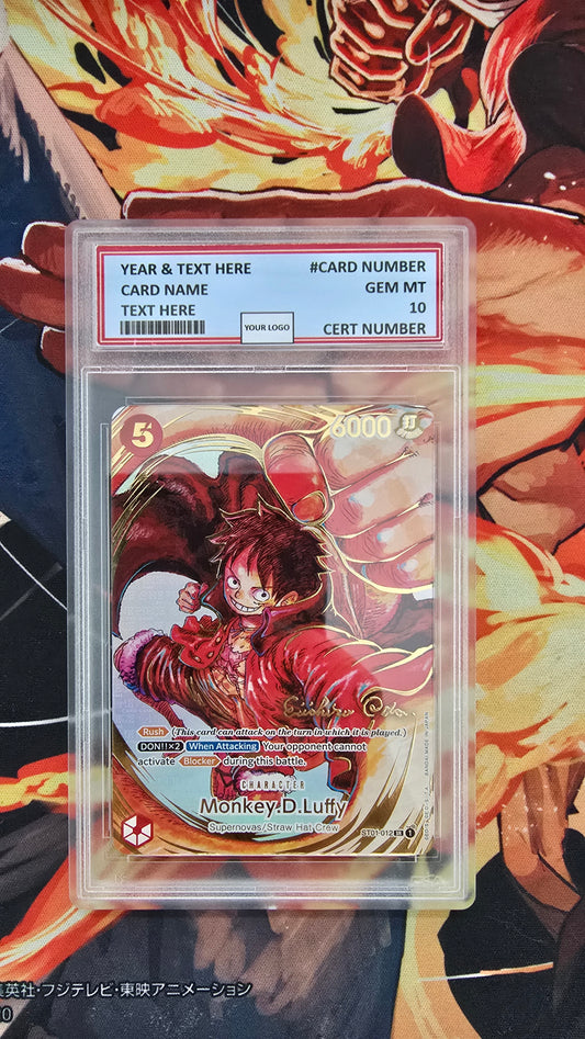 Custom Made Premium Textured English Gold Oda Signed Monkey D Luffy ST01-012 One Piece Card Game TCG Card Proxy