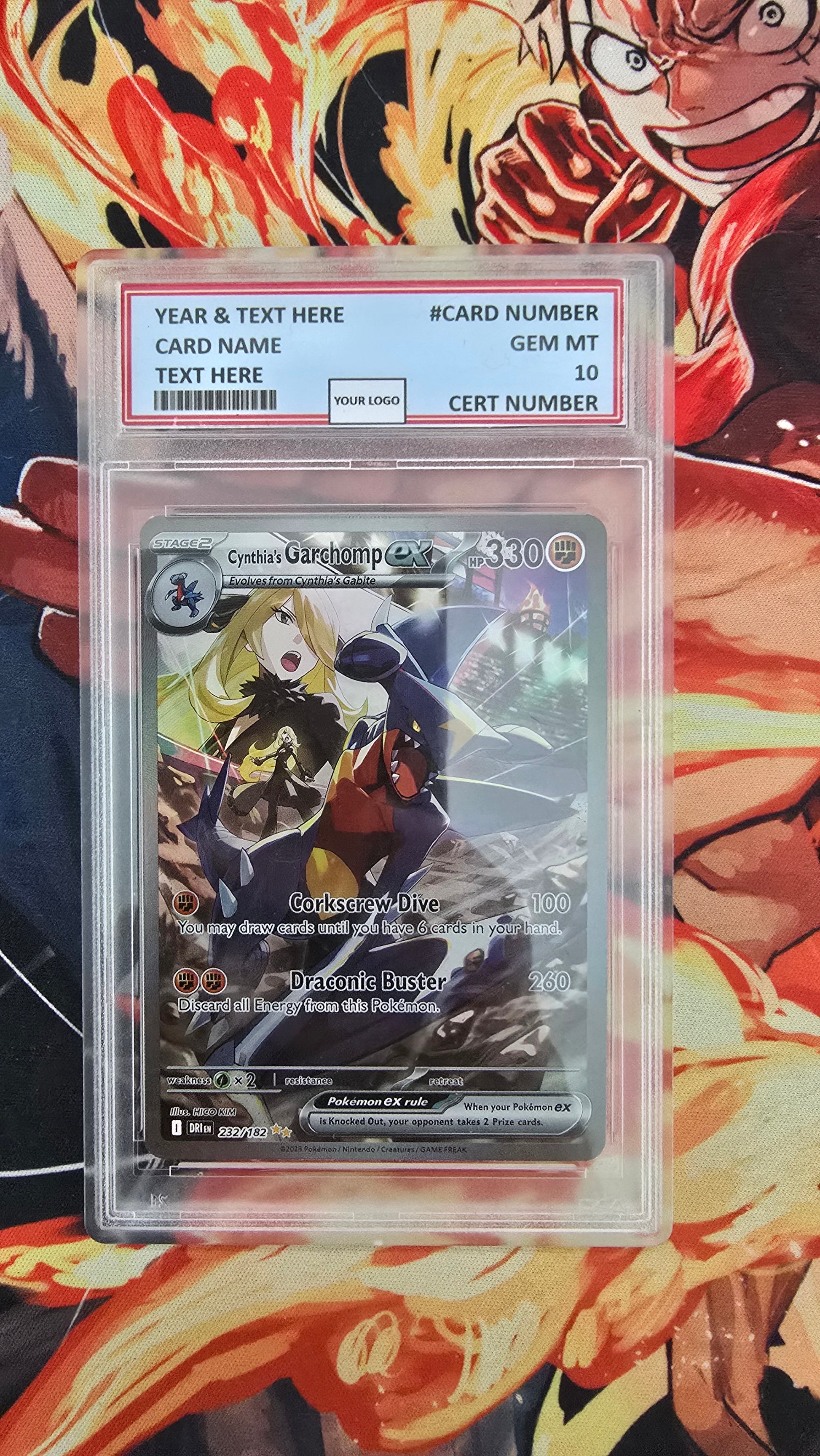 Custom Made Cynthia's Garchomp EX 232/182 SIR Destined Rivals Pokemon Card SV10 Graded proxy