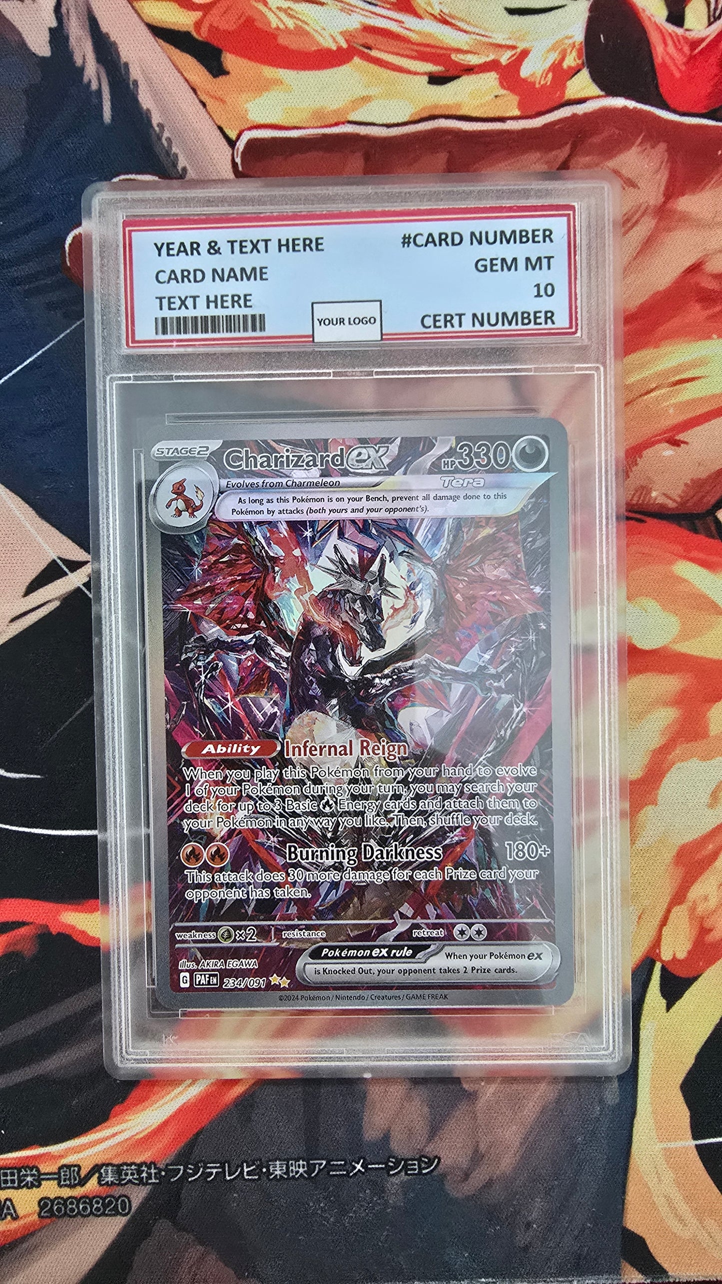 Graded PSA Style Charizard EX Paldean Fates Hyper Rare Pokemon Proxy Slab