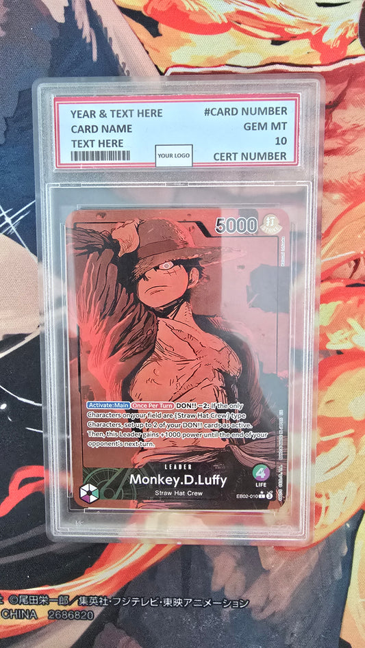 Graded PSA Style Monkey D Luffy EB02 Leader One Piece TCG Card Proxy Slab