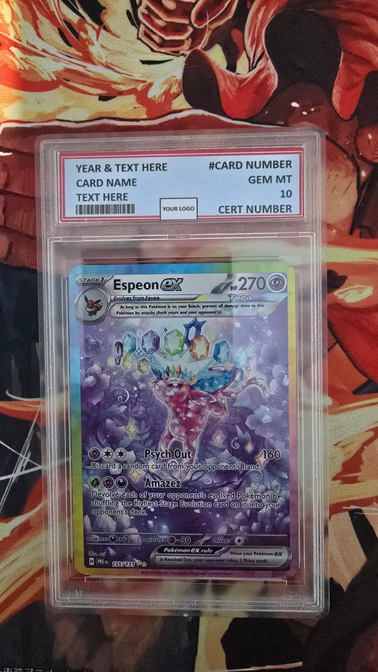 Graded PSA Style Espeon ex Prismatic Evolutions Holo Pokemon TCG Slab Proxy