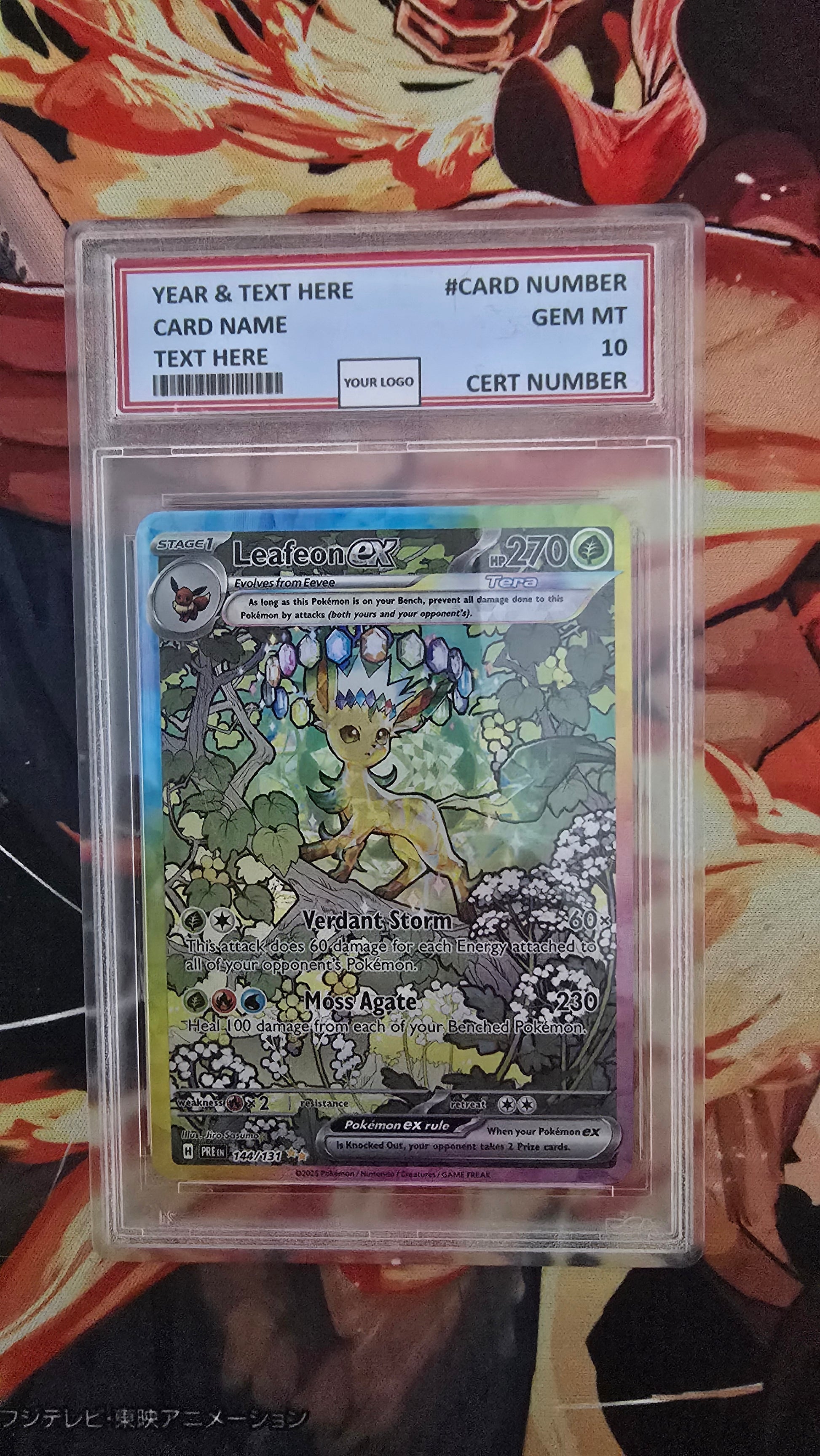 Graded PSA Style Leafeon ex Prismatic Evolutions Holo Pokemon TCG Slab Proxy