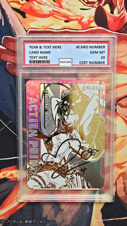Graded PSA Style ATTACK ON TITAN ACTION POINT GOLD SIGNED UNION ARENA PROXY CARD SLAB