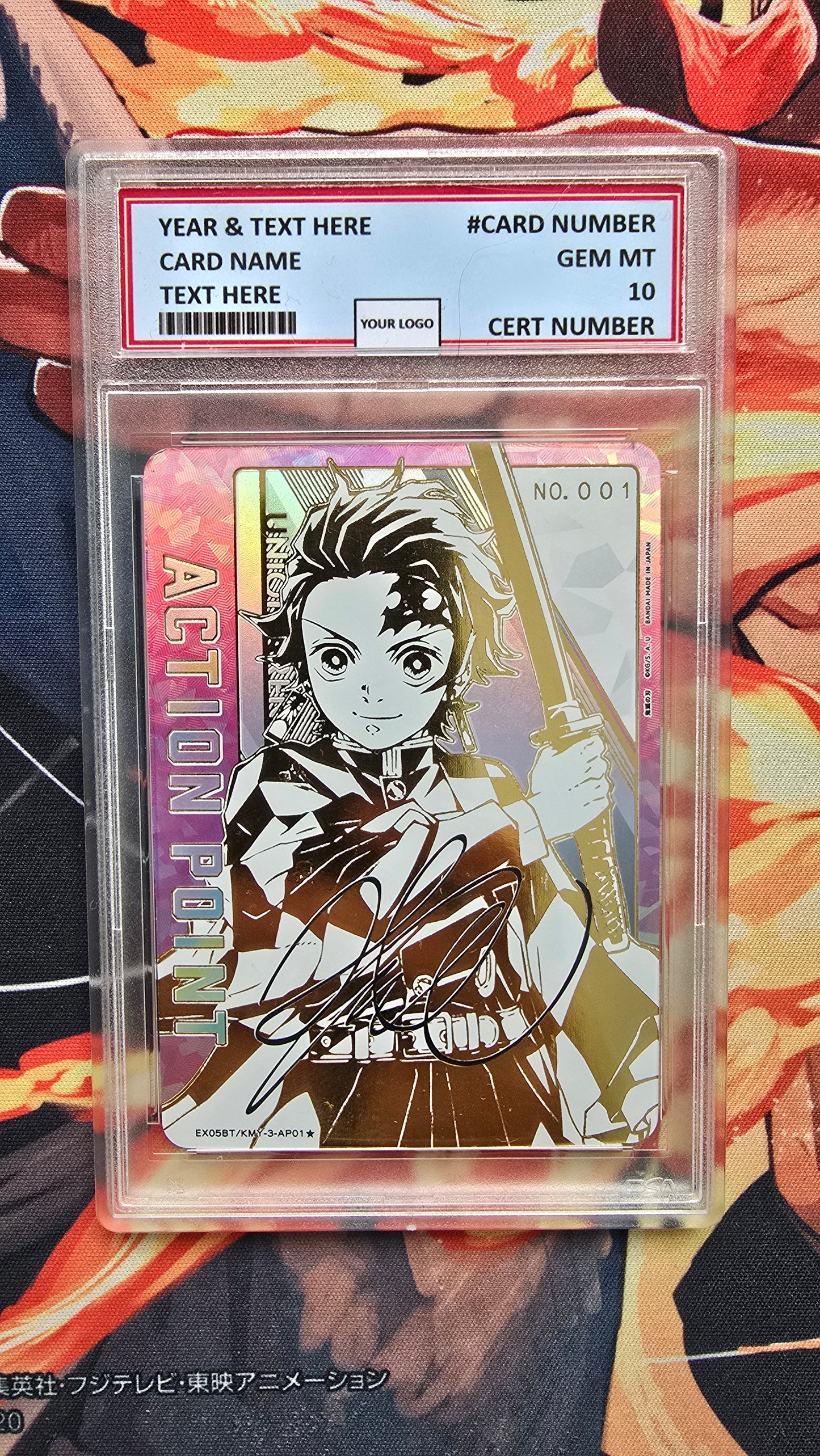 Graded PSA Style DEMON SLAYER ACTION POINT GOLD SIGNED UNION ARENA PROXY CARD SLAB