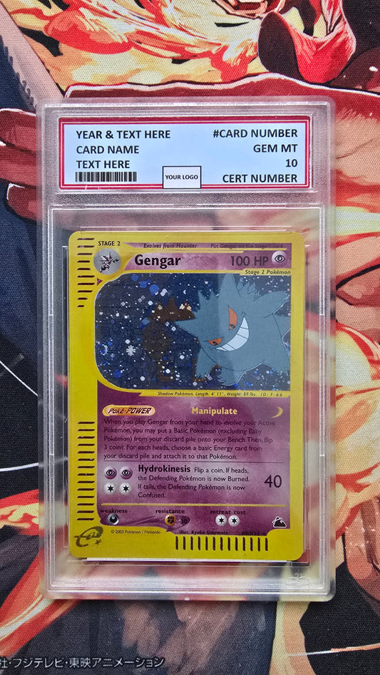 Graded PSA Style Gengar H9/H32 Skyridge Holo Crystal Rare Pokemon Proxy Card Slab