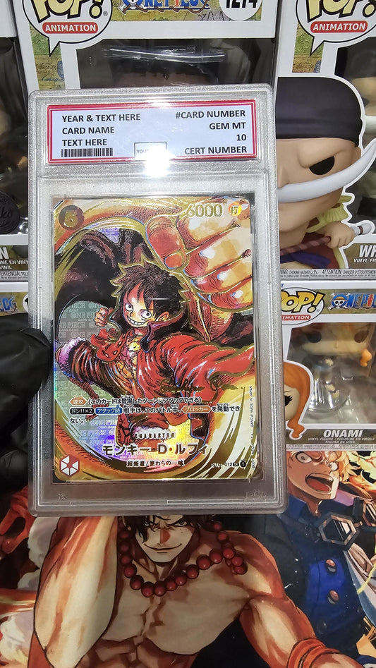 Gem Mint 10 PSA-Gold-Stamped Signature Monkey D. Luffy ST01-012 Japanese One Piece Card Game Tcg Graded Slab