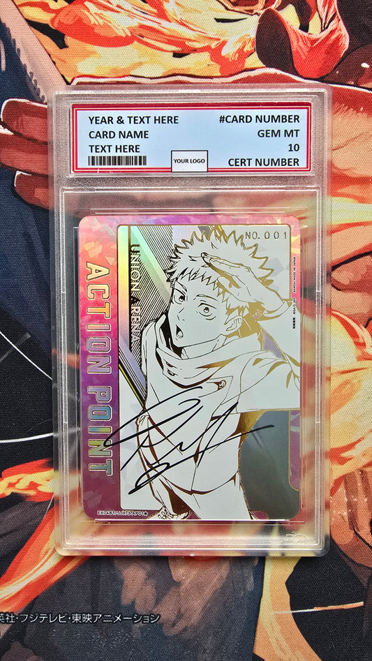Graded PSA Style JUJUSTU KAISEN ACTION POINT GOLD SIGNED UNION ARENA PROXY CARD SLAB 
Yuji Itadori