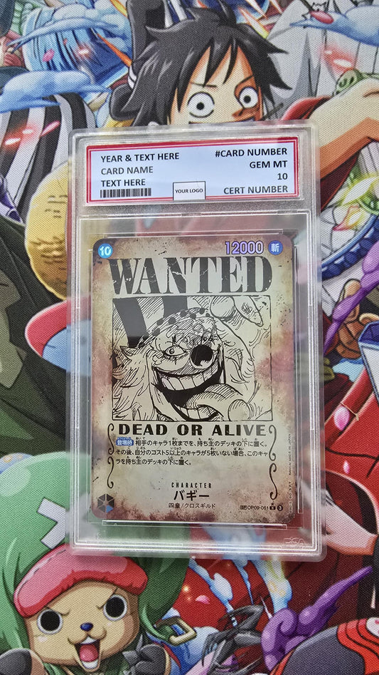 PROXY Gem Mint 10 PSA-Wanted Buggy OP09-051 One Piece Card Game Proxy TCG Proxies Textured Orica 2024 Alt Art Japanese