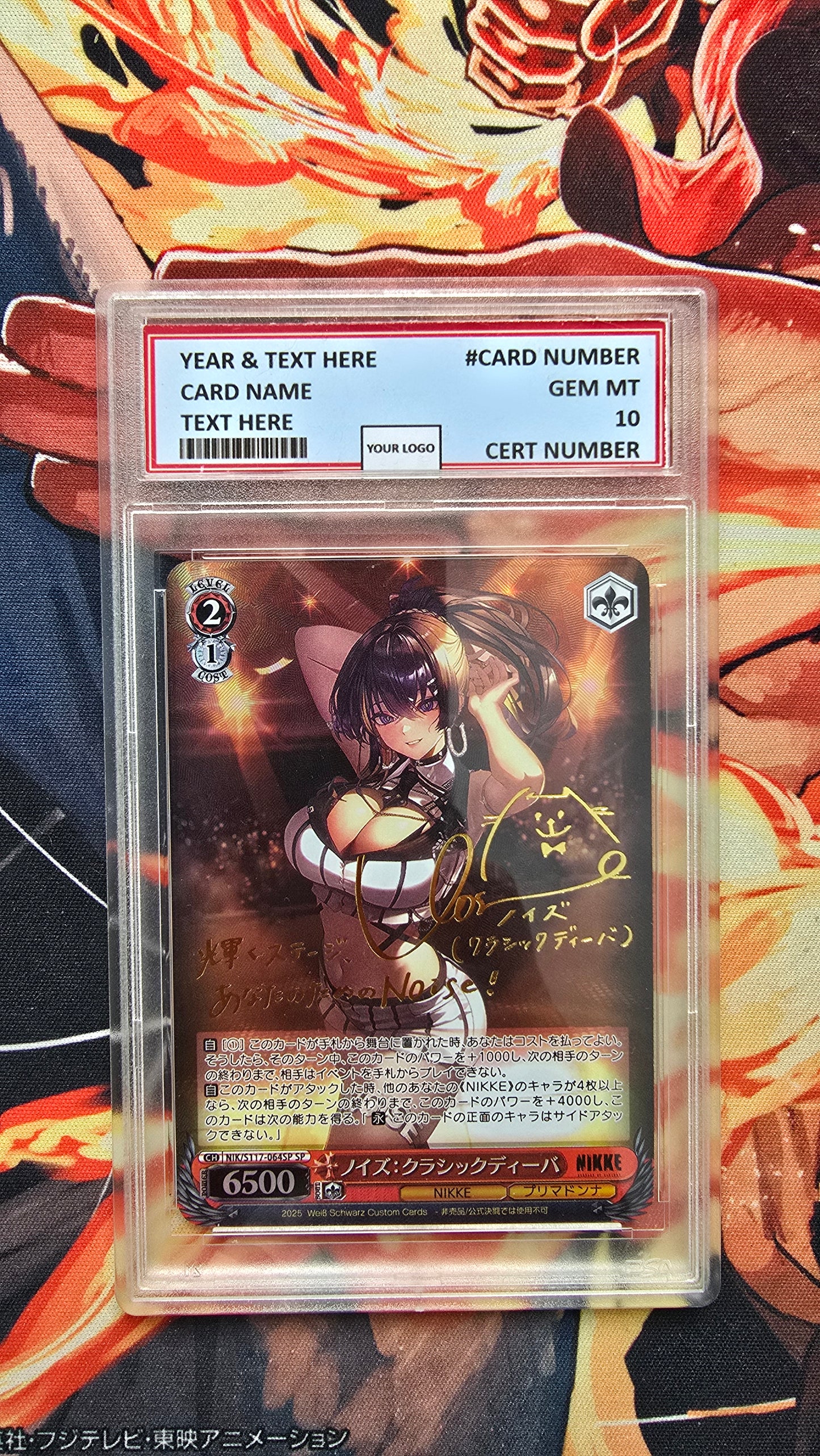 Graded PSA Style Weiss Schwarz NIKKE NIK/S117-064SP SP Noise: Classic Diva SIGNED Proxy Card Slab