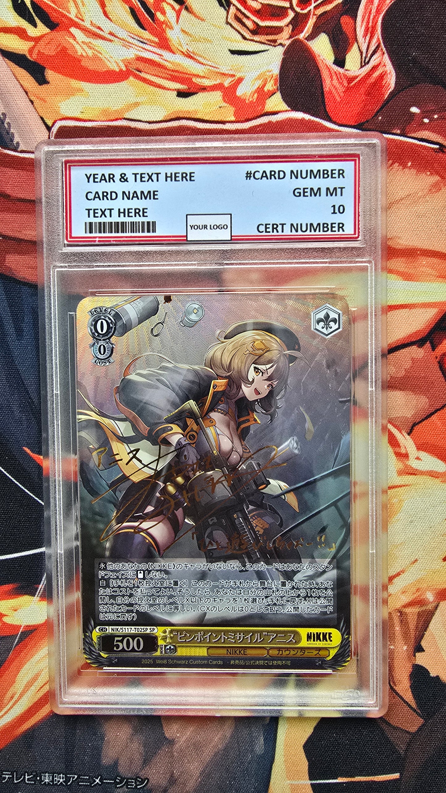 Graded PSA Style Weiss Schwarz NIKKE NIK/S117-064SP SP Pinpoint Missile Anise SIGNED Proxy Card Slab