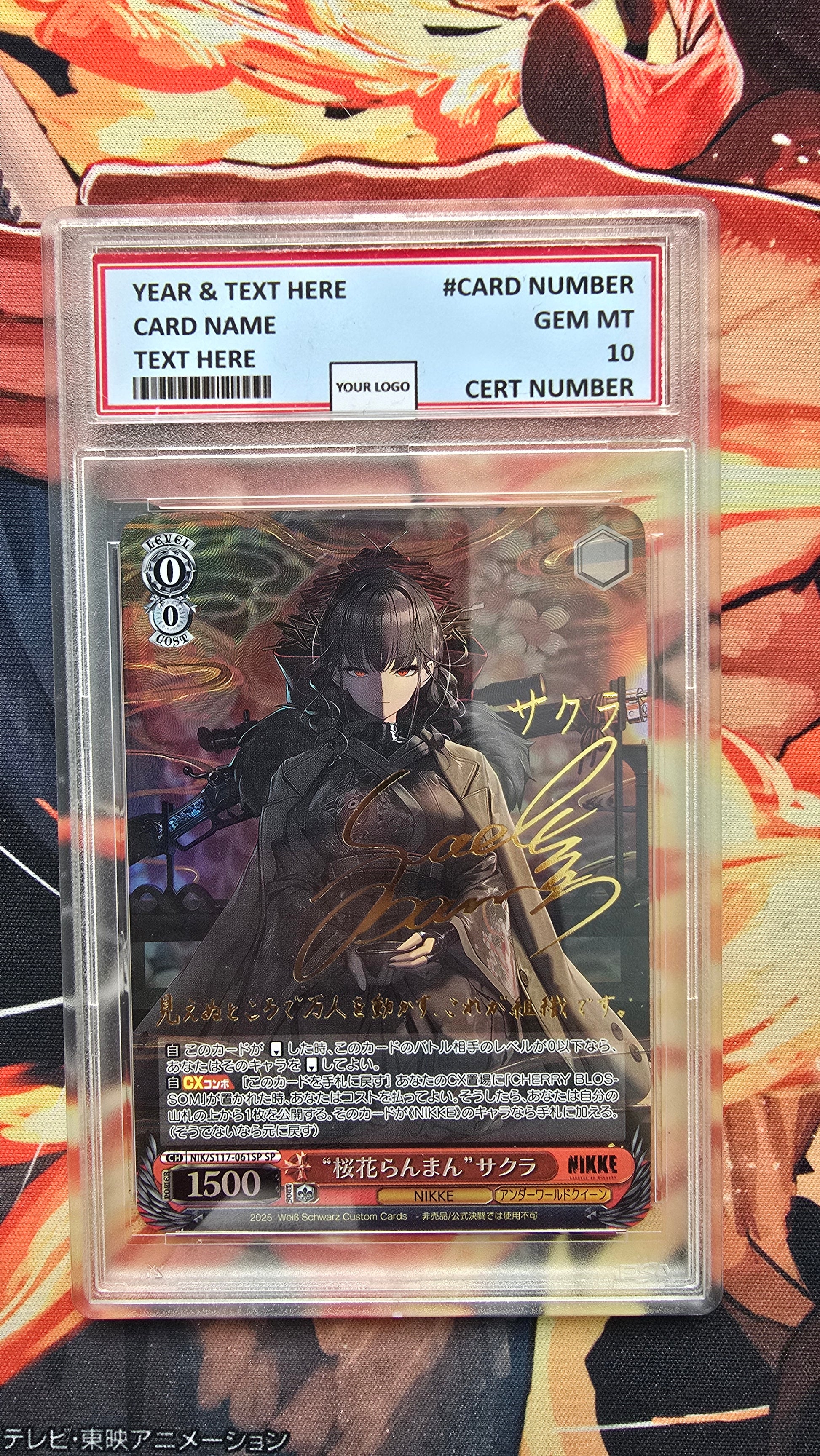Graded PSA Style Weiss Schwarz NIKKE Resplendent Cherry Blossom Sakura NIK/S117-061SP Proxy Card Slab