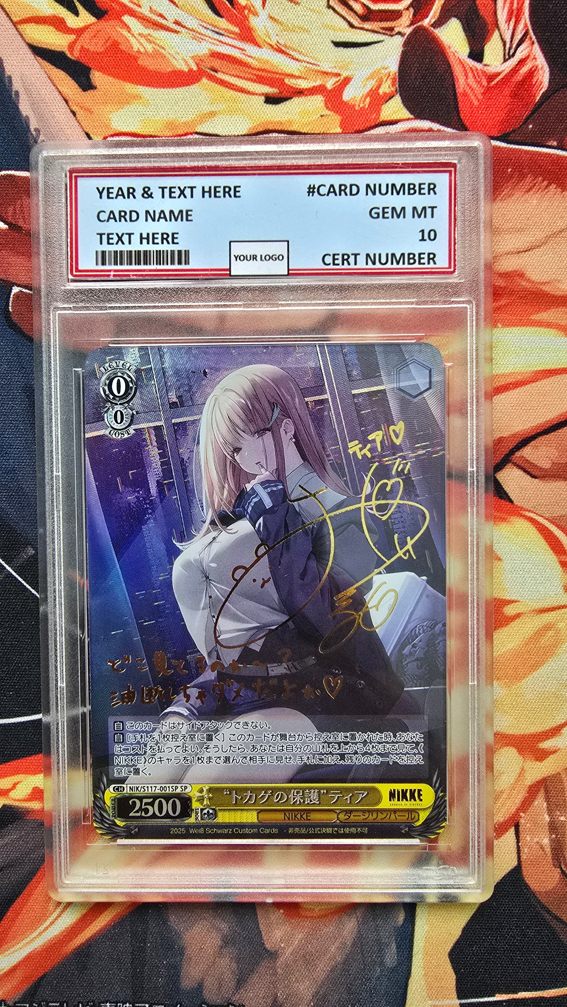 Graded PSA Style Weiss Schwarz SIGNED NIKKE NIK/S117-001SP SP Lizard's Protection Tia Proxy Card Slab
