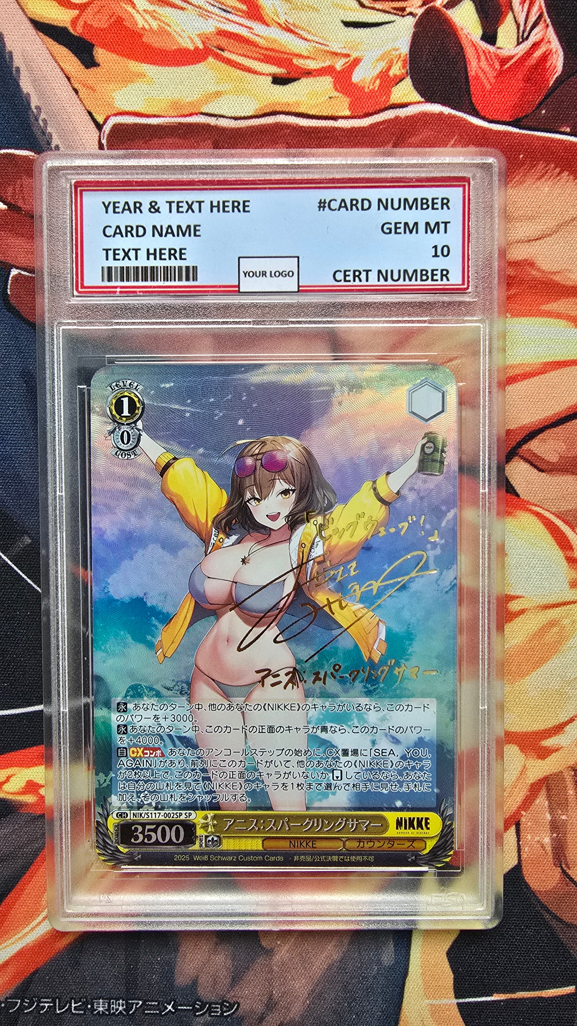 Graded PSA Style Weiss Schwarz SIGNED NIKKE NIK/S117-002SP SP Anise: Sparkling Summer Proxy Card Slab