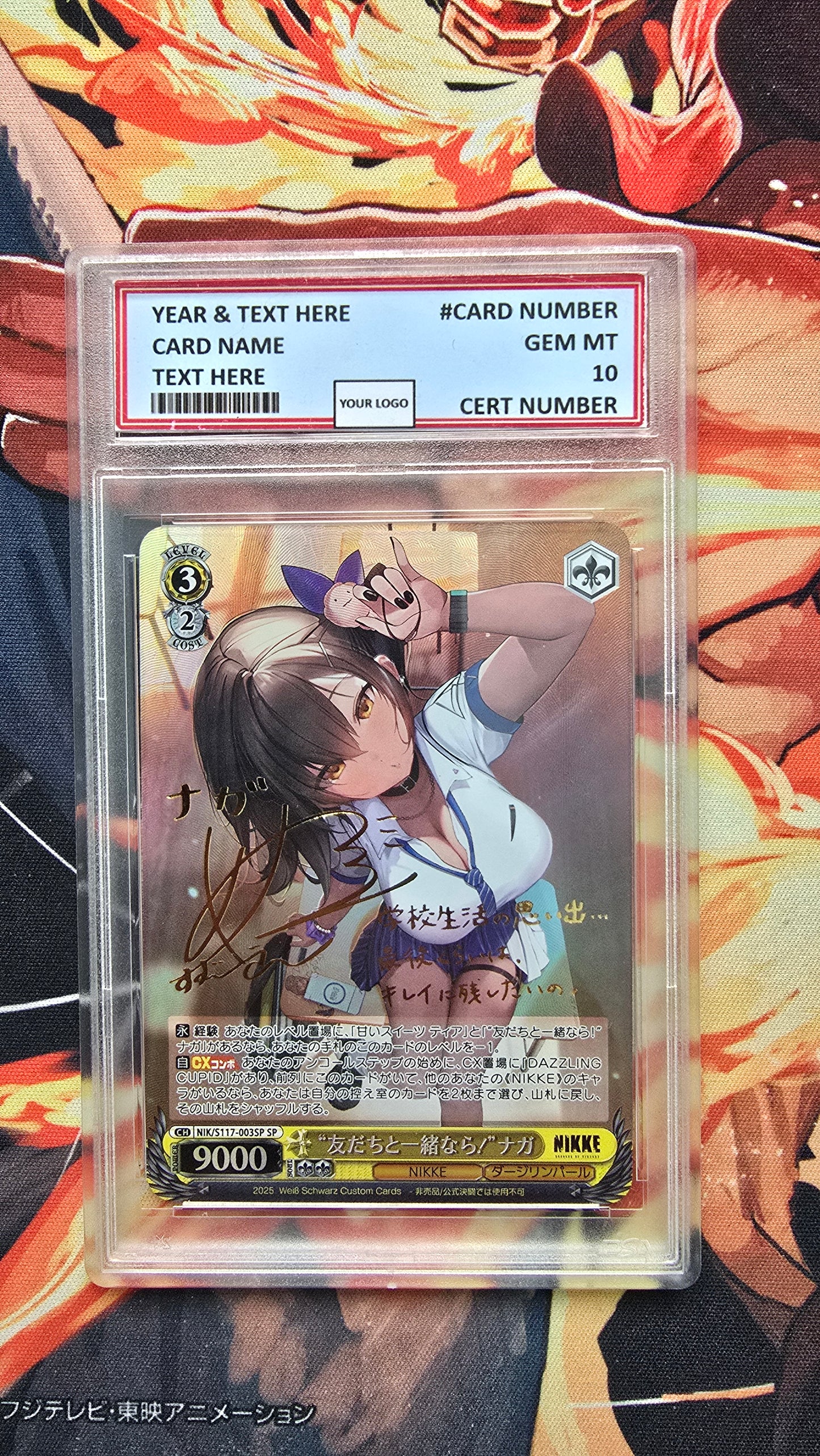 Graded PSA Style Weiss Schwarz SIGNED NIKKE NIK/S117-003SP SP If You're With Friends! Naga Proxy Card Slab
