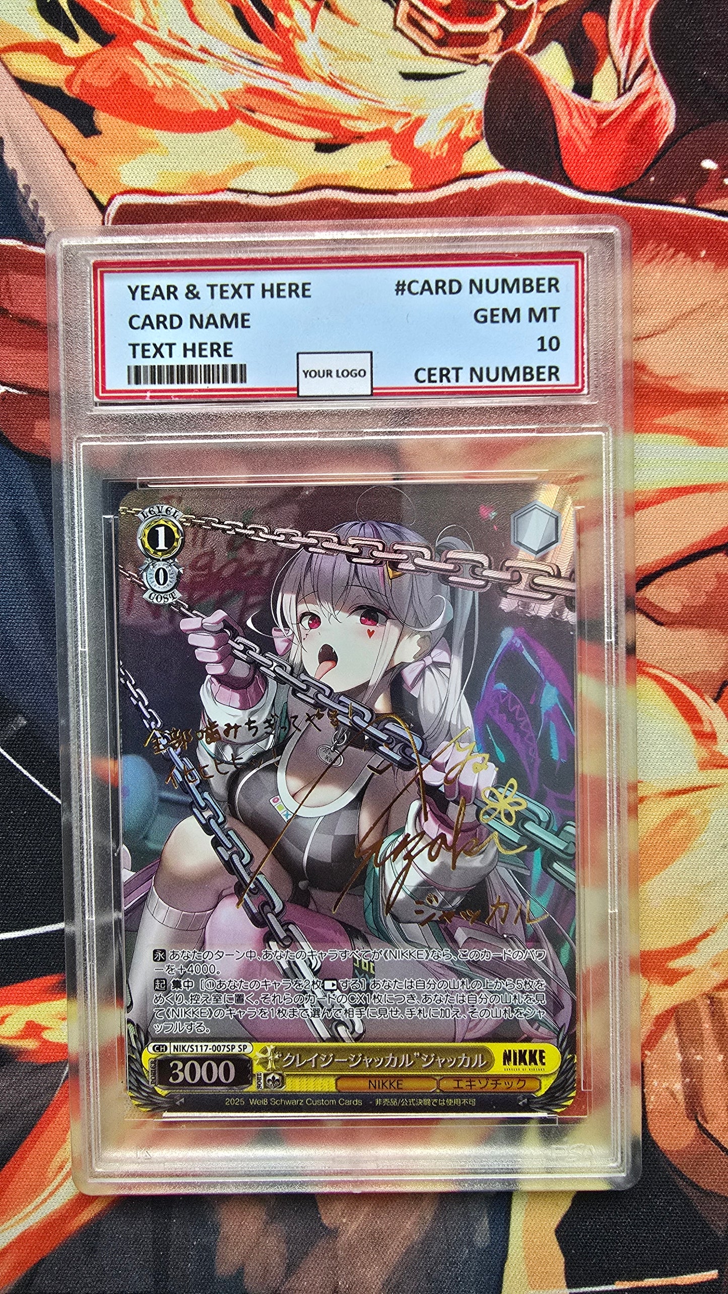 Graded PSA Style Weiss Schwarz SIGNED NIKKE NIK/S117-007SP SP Crazy Jackal Proxy Card Slab