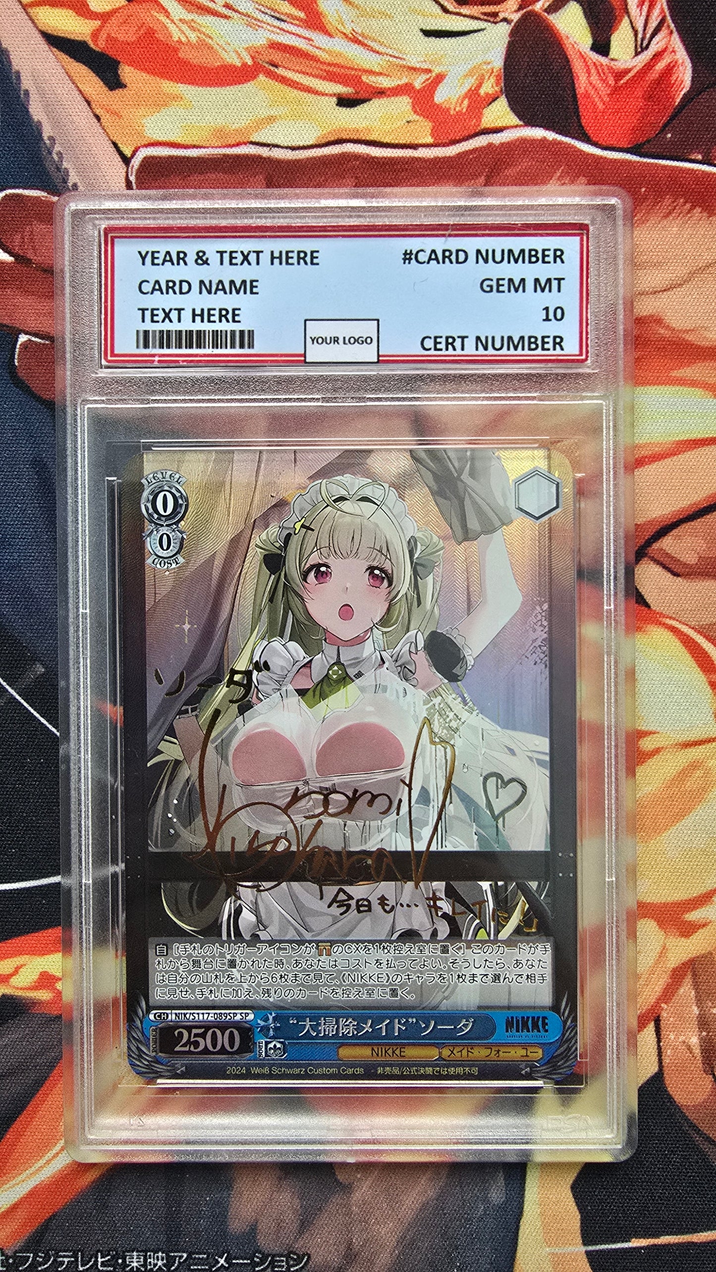 Graded PSA Style Weiss Schwarz SIGNED NIKKE NIK/S117-089SP SP Spring Cleaning Soda Proxy Card Slab