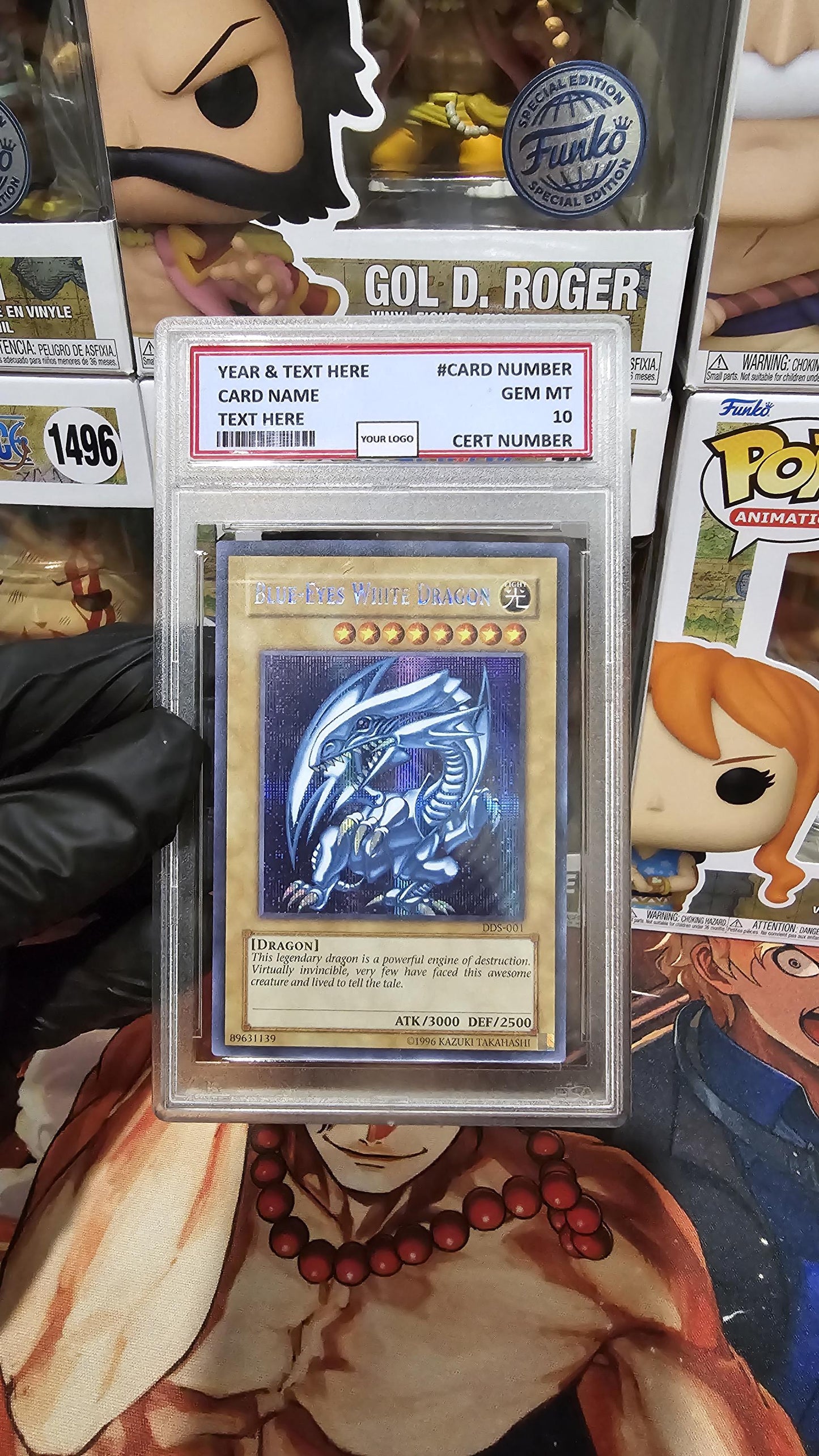 Gem Mint 10 PSA-Yugioh Blue Eyes White Dragon DDS-001 Dark Duel Stories Secret Rare-Common