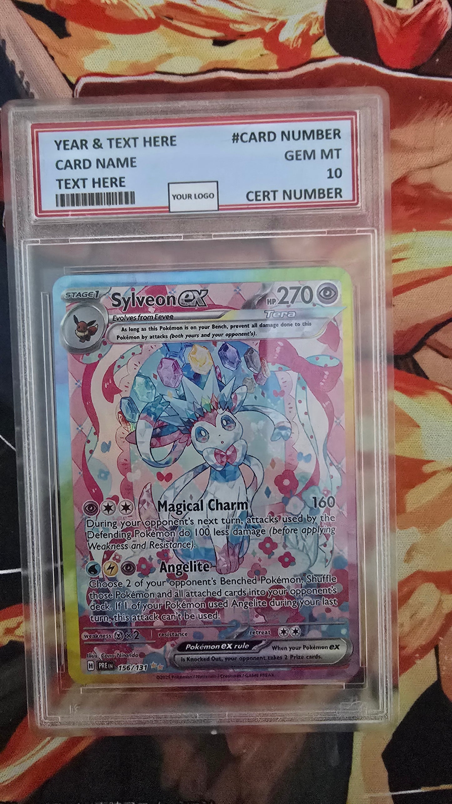 Graded PSA Style Sylveon ex Prismatic Evolutions Holo Pokemon TCG Slab Proxy