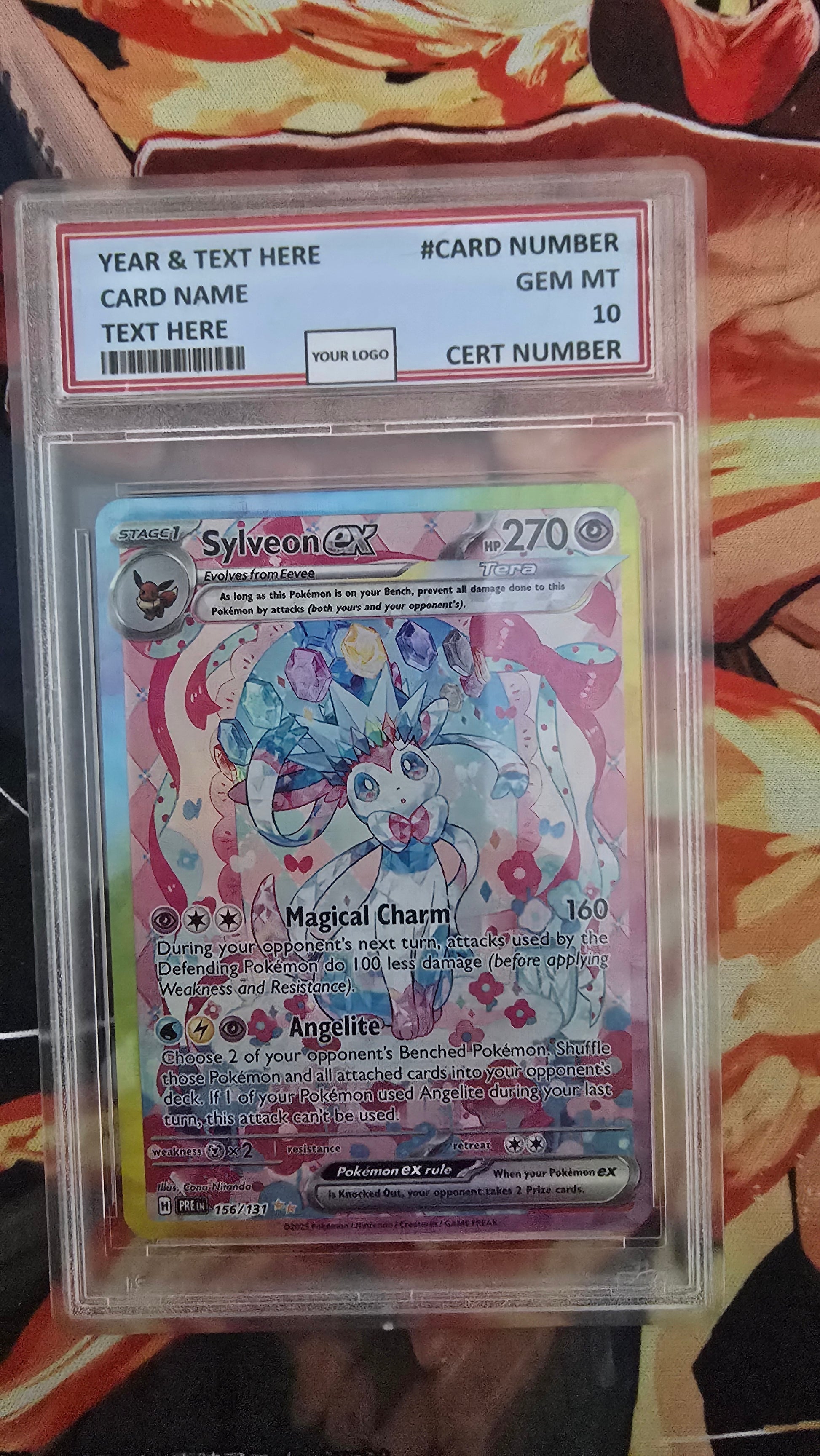 Graded PSA Style Sylveon ex Prismatic Evolutions Holo Pokemon TCG Slab Proxy