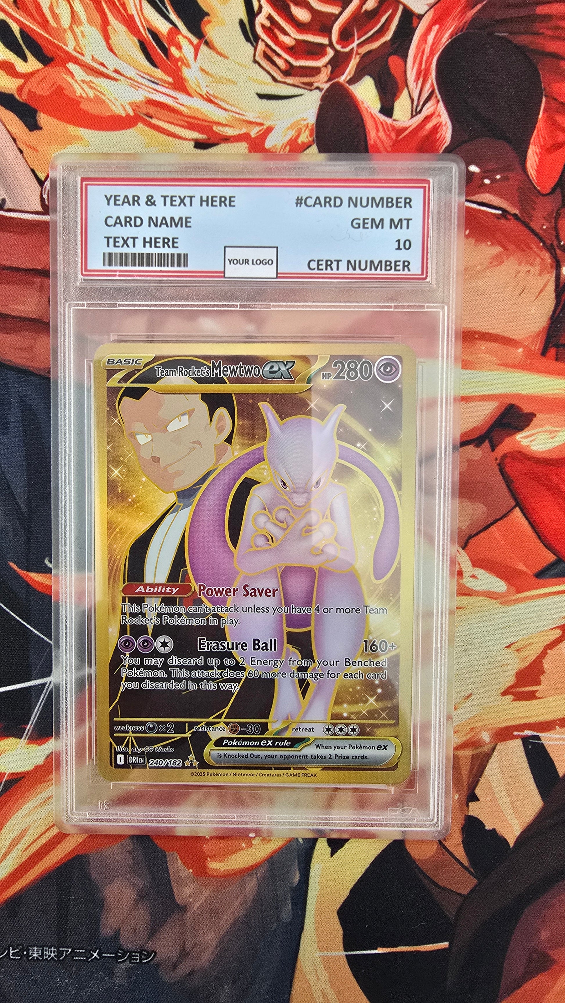 Custom Made Team Rocket's Mewtwo ex 240/182 Pokemon Card Destined Rivals DRI Proxy Card
