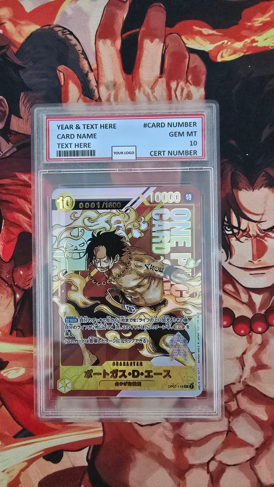 Graded PSA Style Top Prize Portgas D Ace One Piece Flagship Championship TCG Ultra Premium Extreme Quality Textured Japanese Proxy