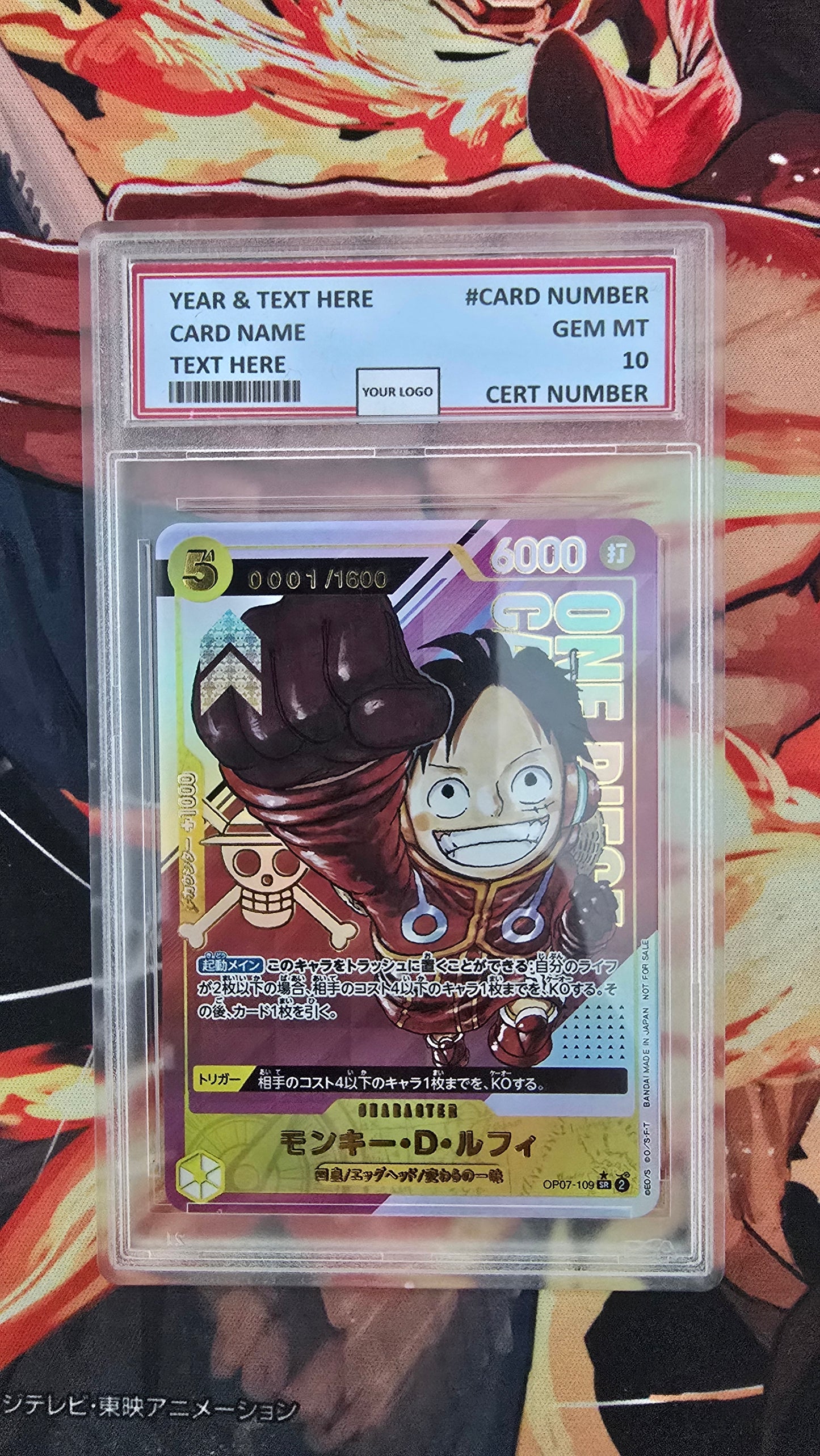 Graded PSA Style Top Prize Monkey D Luffy One Piece Flagship Championship TCG Ultra Premium Extreme Quality Textured Japanese Proxy