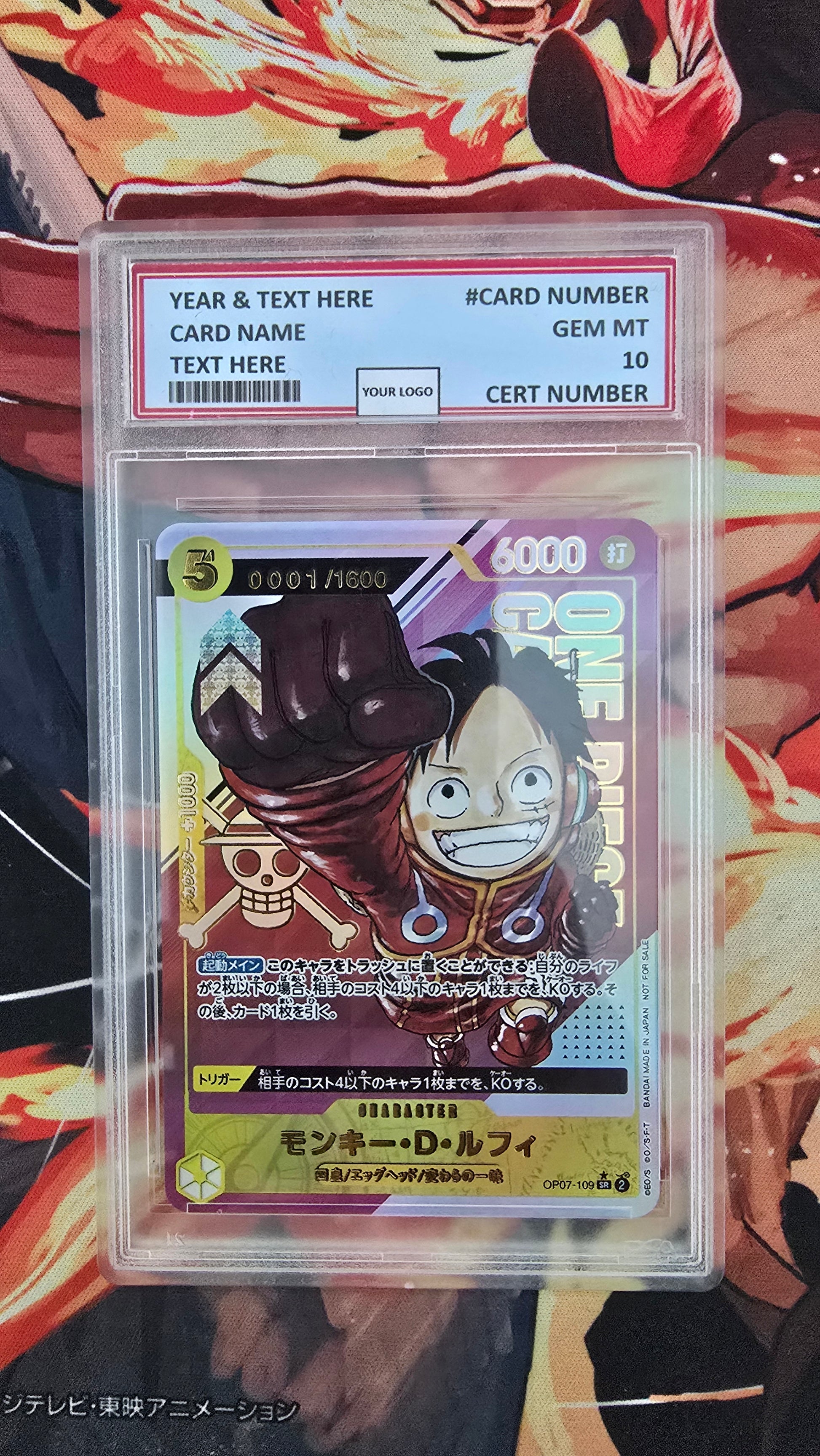 Graded PSA Style Top Prize Monkey D Luffy One Piece Flagship Championship TCG Ultra Premium Extreme Quality Textured Japanese Proxy