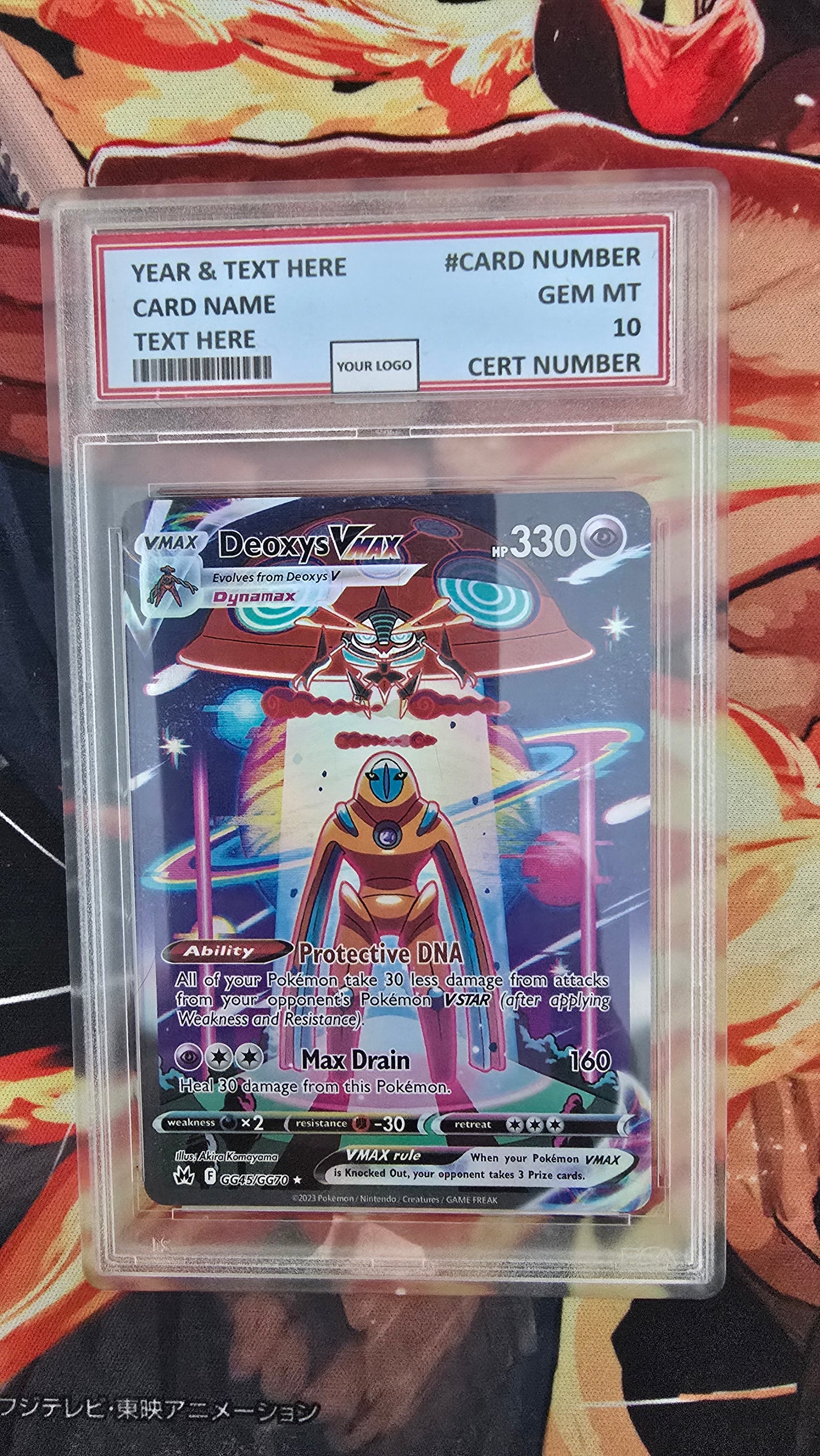 Graded PSA Style Deoxys VMAX SWSH Crown Zenith Pokemon Proxy Slab