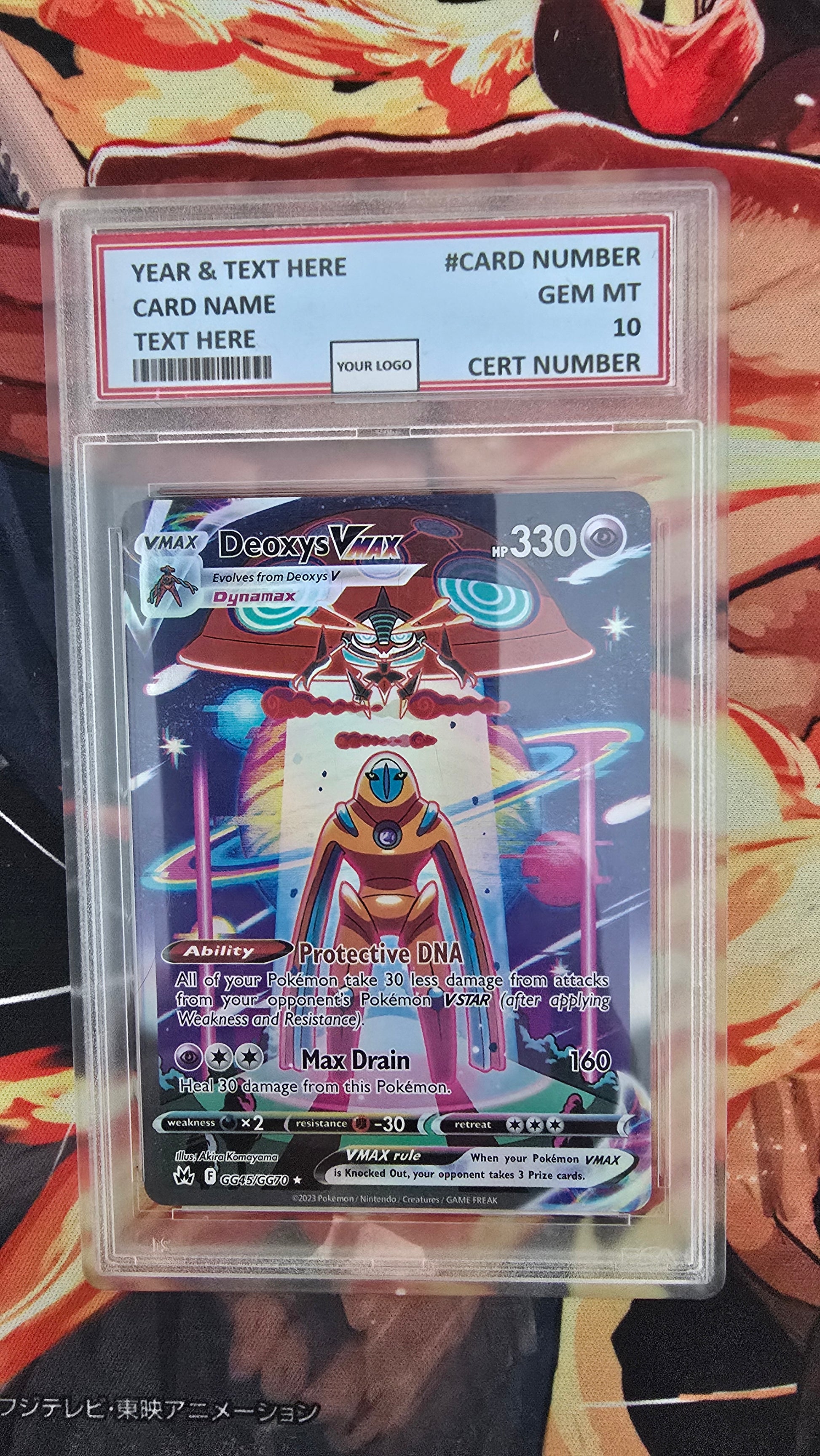 Graded PSA Style Deoxys VMAX SWSH Crown Zenith Pokemon Proxy Slab