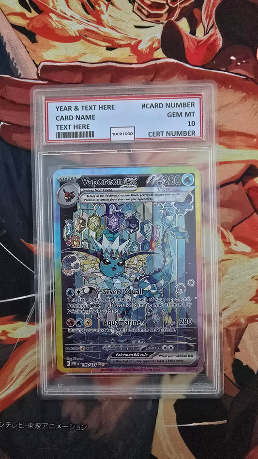 Graded PSA Style Vaporeon ex Prismatic Evolutions Holo Pokemon TCG Slab Proxy