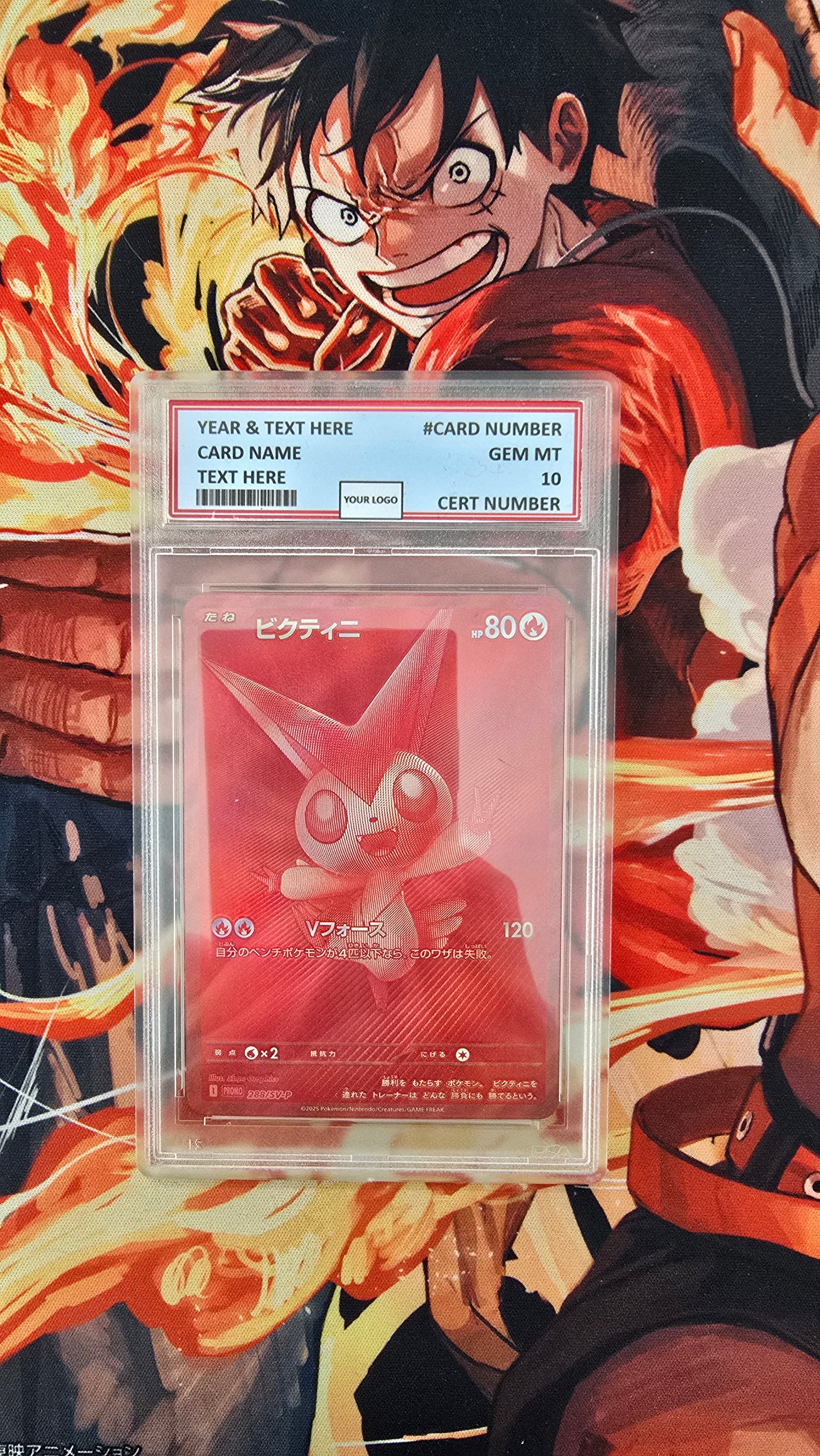 Graded PSA Style Victini 288/SV-P Competition Top Prize 2025 BWR Promo Pokemon Card Japanese Textured Card Proxy Slab