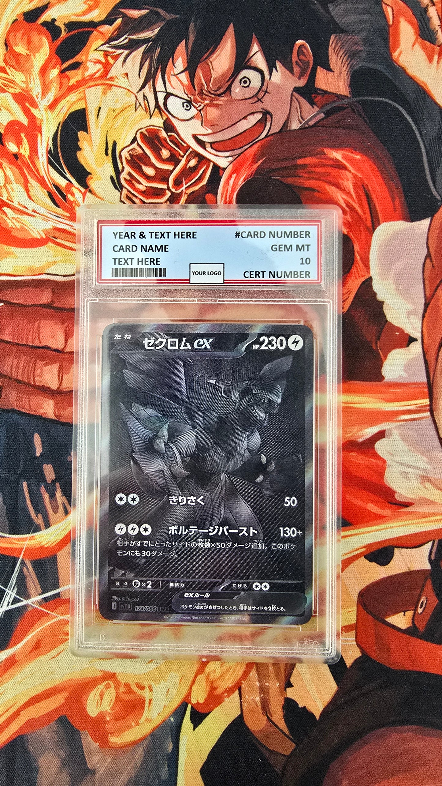 Graded PSA Style Zekrom BWR #174 Black Bolt White Flare Pokemon Card Japanese Premium Quality Textured Card Proxy Slab