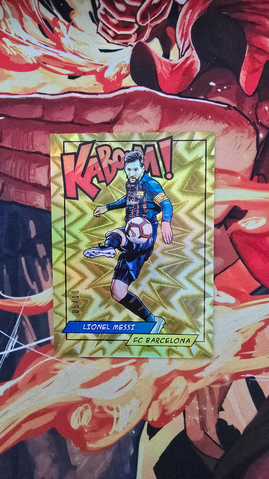 Lionel Messi 2018 Panini Kaboom! Gold Version 5/10 LM Sports Holo Card Proxy
