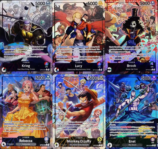 Preorder 6 Card Bundle: OP15 Alt Art Leaders Holo One Piece TCG Proxy Cards English