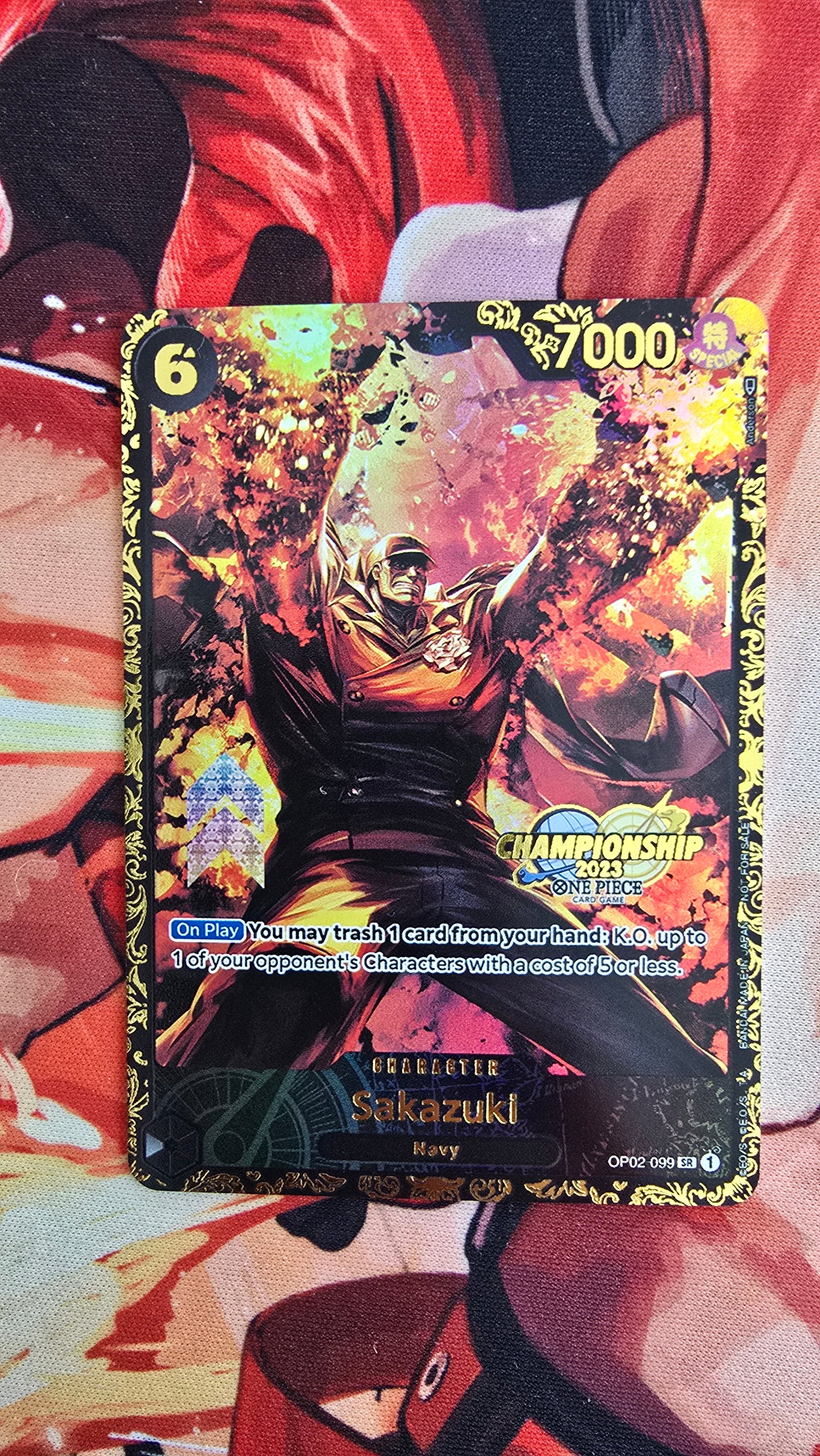 Sakazuki OP02-099 Top Prize Flagship TCG Textured Premium Promo OP English One Piece Proxy