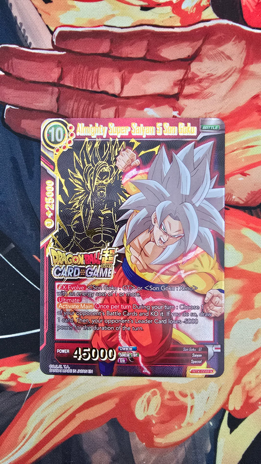 Custom Made Almighty Super Saiyan 5 Son Goku Signature Dragon Ball Super Card Game Alt Art Textured Holo Card Proxy card