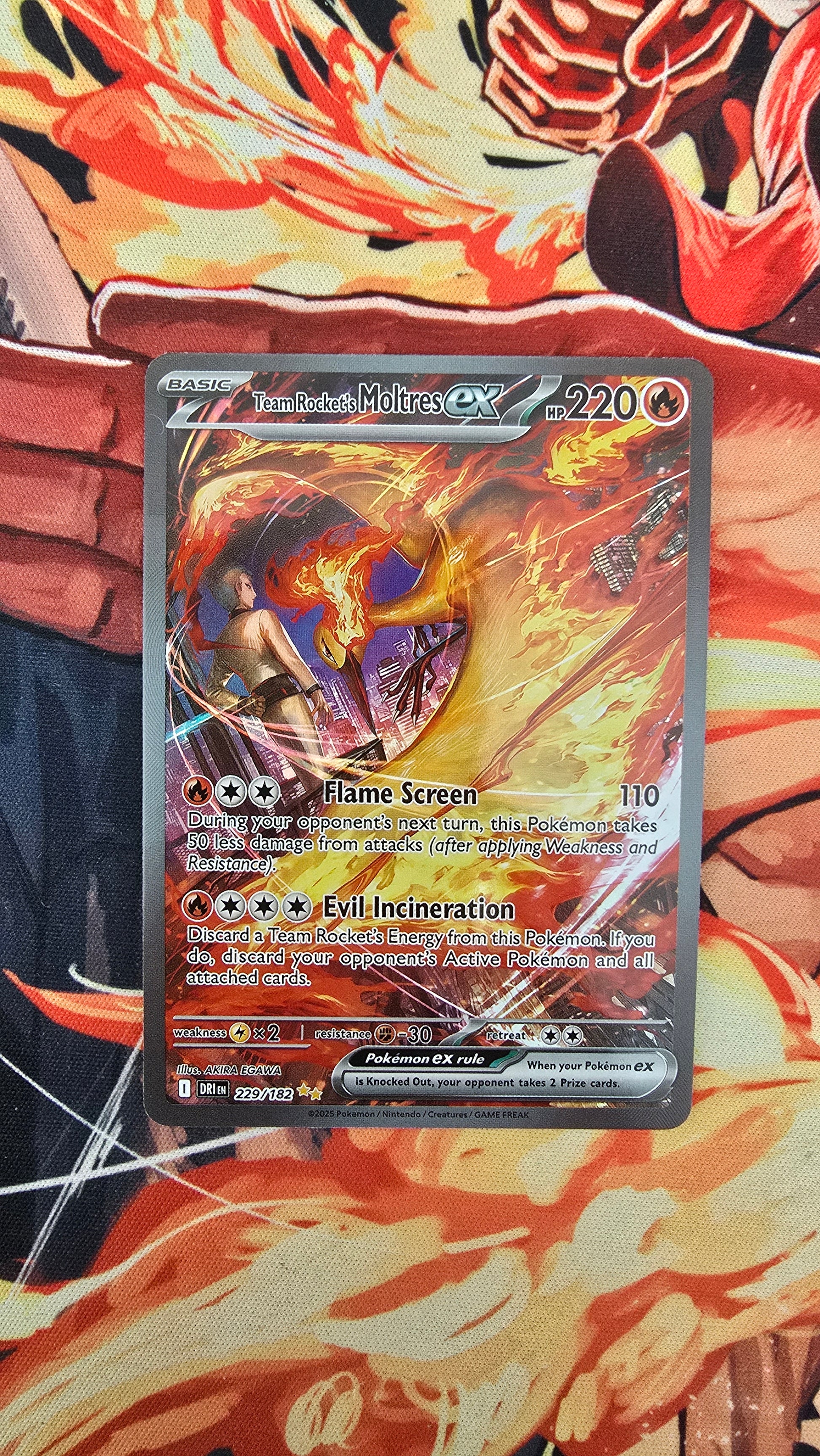 Custom Made Team Rocket's Moltres ex 229/182 SIR Pokemon Card Destined Rivals TCG Proxy