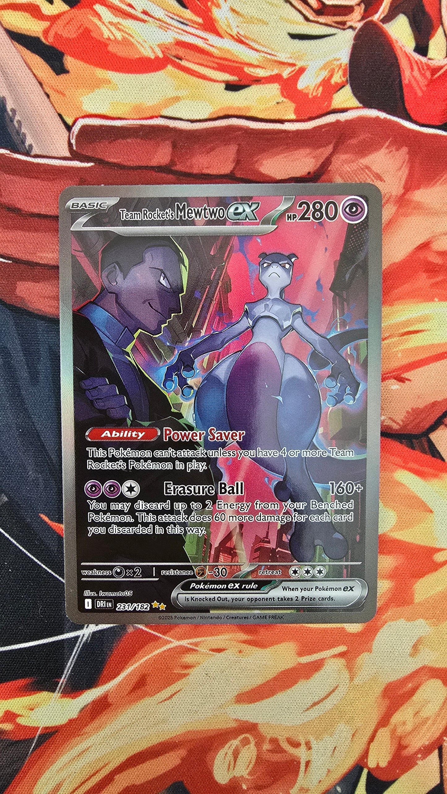 Custom Made Team Rocket's Mewtwo ex 231/182 Sv10 Pokemon Destined Rivals SIR Proxy Card