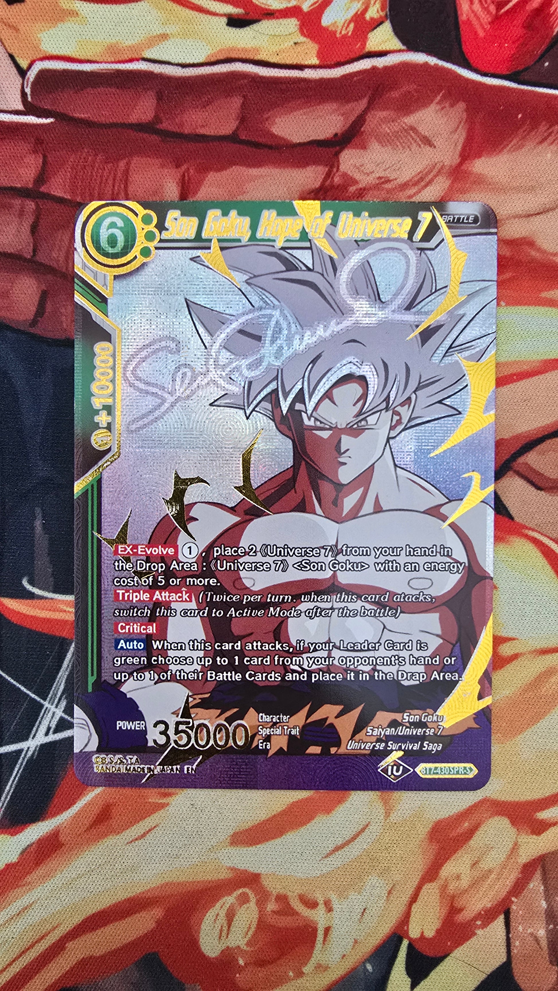Custom Made Son Goku Hope of Universe 7 Signature Dragon Ball Super Card Game Alt Art Textured Holo Card Proxy