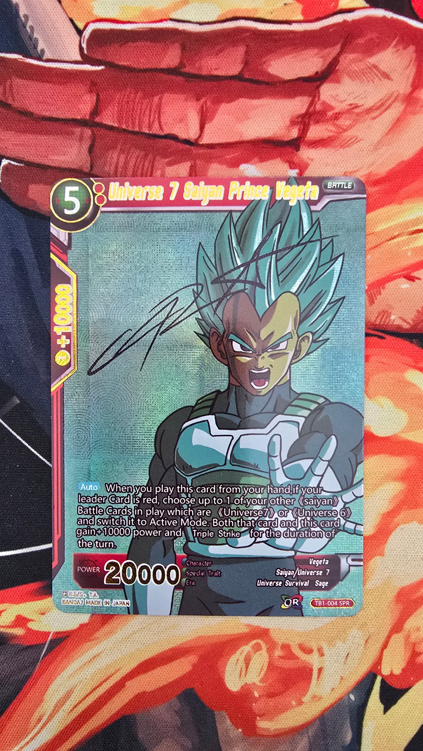 Custom Made Universe 7 Saiyan Prince Vegeta Signature Dragon Ball Super Card Game Alt Art Textured Holo Card Proxy