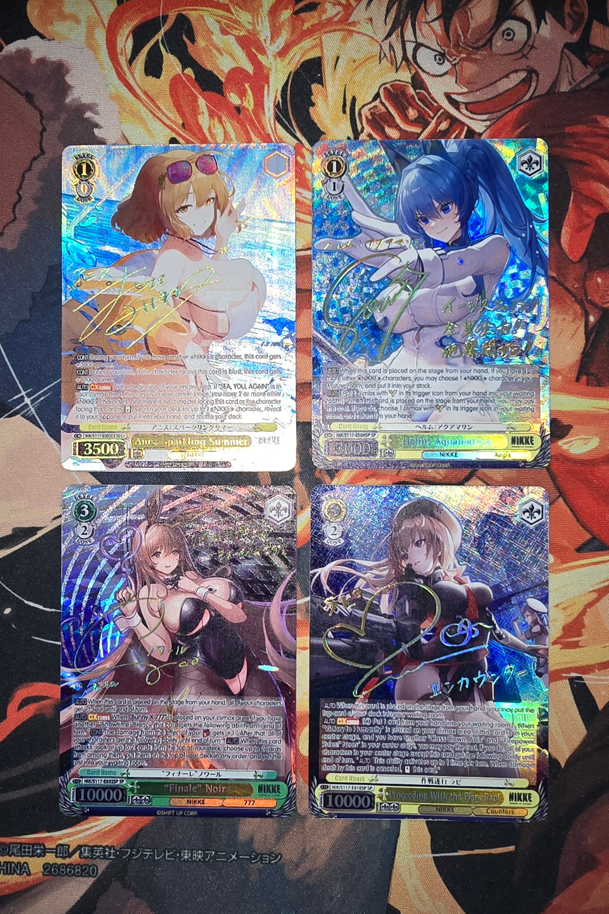 Weiss Schwarz Nikke Goddess of Victory Finale Noir SP Anis Sparkling Summer SEC Helm Aquamarine SP Proceeding With the Plan Rapi SP Proxy Card