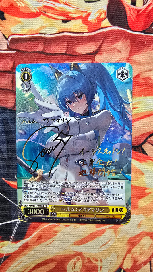 Weiss Schwarz SIGNED NIKKE NIK/S117-008SP Helm: Aquamarine Jackal Proxy Card