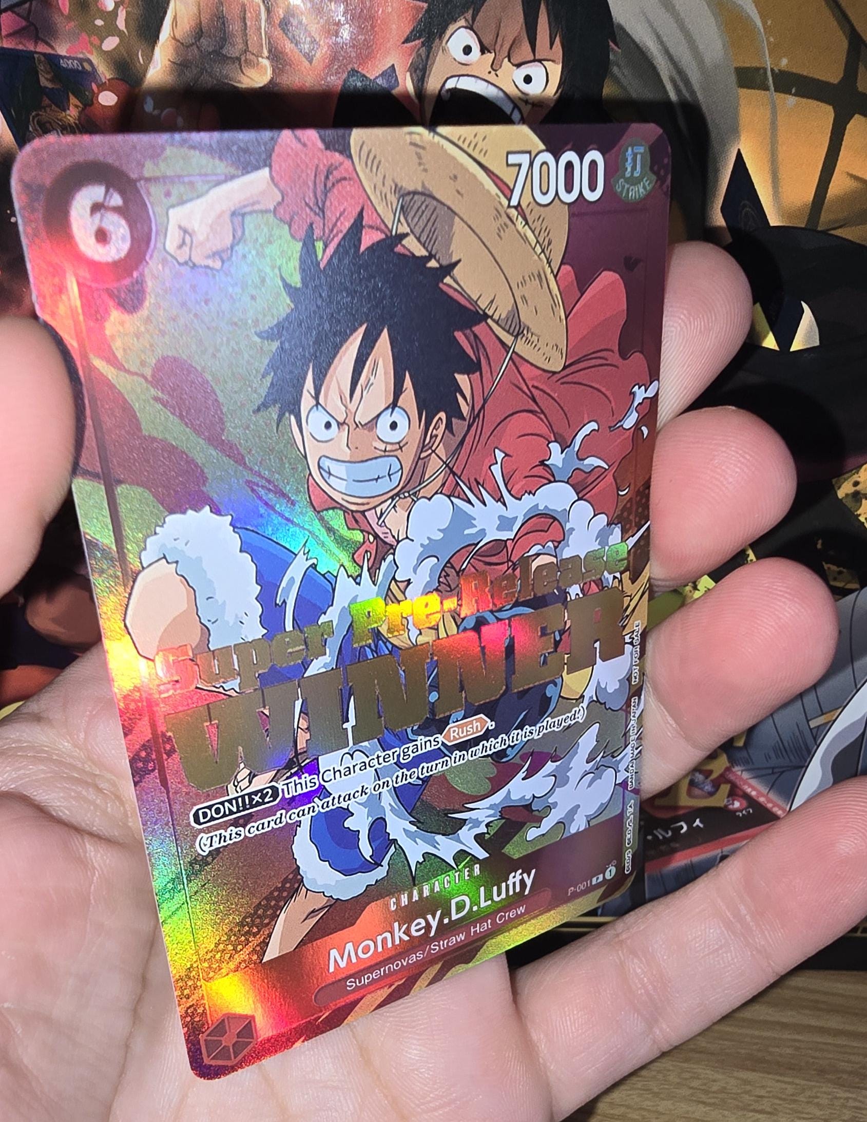 Super Pre-Release Winner Monkey D Luffy P-001 One Piece Card Game Tcg – OP PROXIES TCG