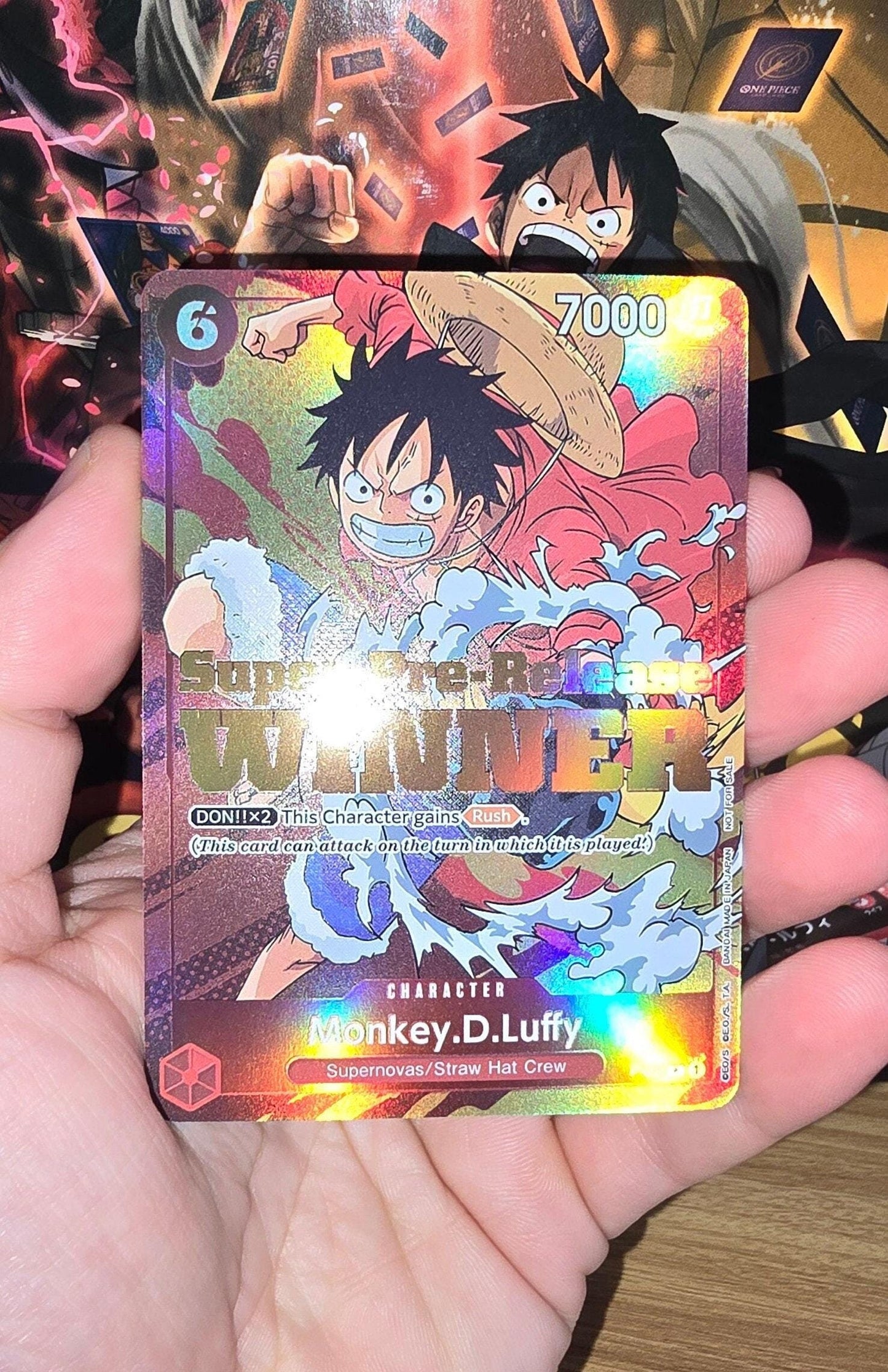 Super Pre-Release Winner Monkey D. Luffy Proxy One Piece Premium Card P-001 Textured Promo