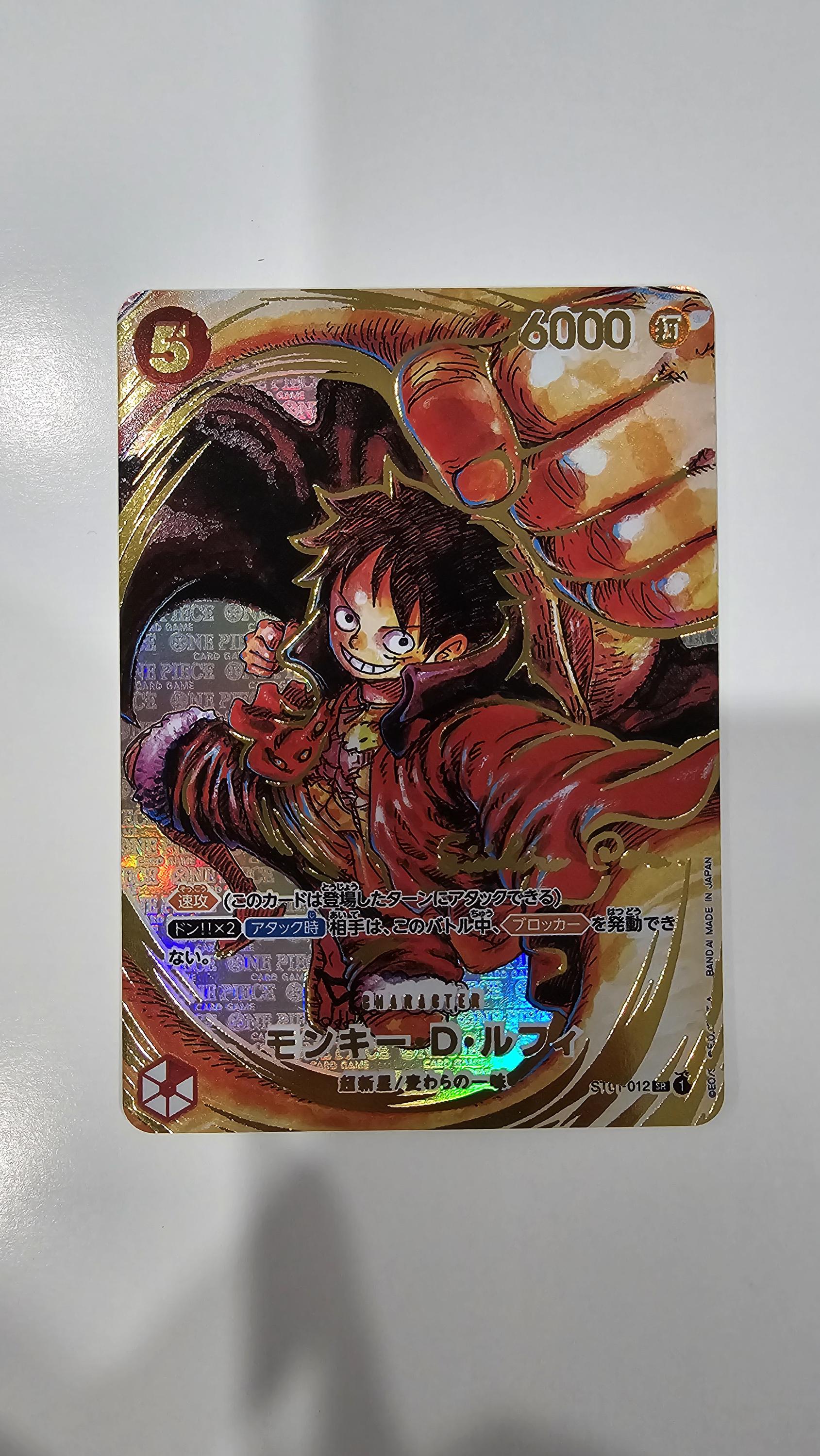 v3 PROXY Gem Mint 10 PSA-Gold-Stamped Signature Monkey D. Luffy ST01-012 Japanese One Piece Card Game Tcg Graded Slab