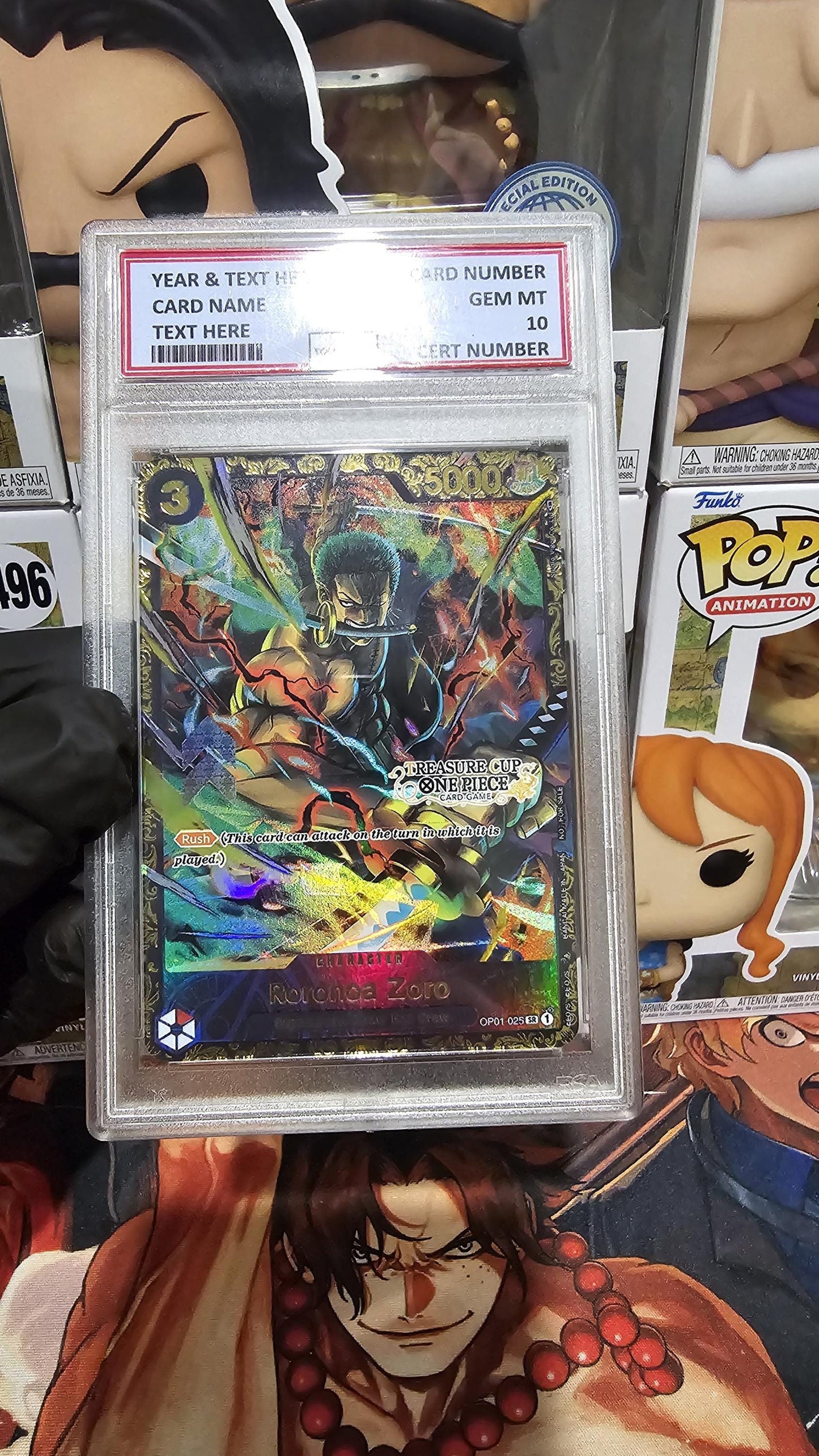 v3 PROXY Gem Mint 10 PSA-Top Prize Roronoa Zoro OP01-025 One Piece Flagship Championship TCG Proxies Textured Premium English