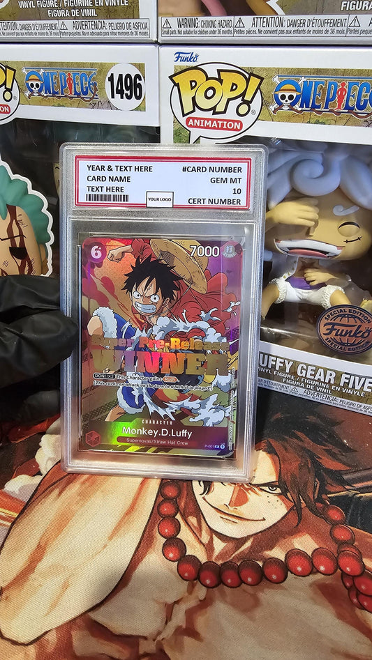 v3 Proxy Gem Mint 10 PSA-Super Pre-Release Winner Monkey D. Luffy P-001 One Piece Card Game Proxy Tcg Proxies Textured Grading Slab