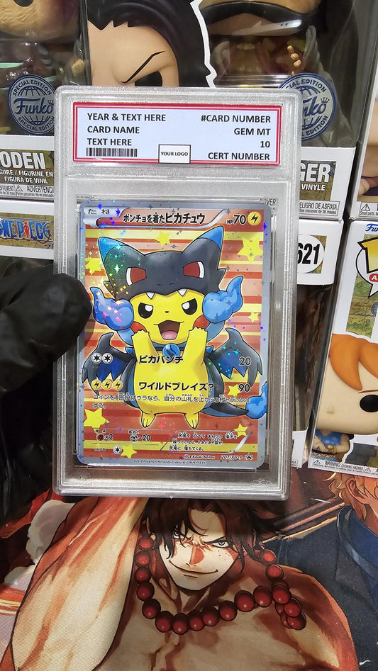 v3 PROXY Gem Mint 10 PSA-2016 Japanese Poncho Wearing Pikachu 207/Xy-p xy (PR) Special Box Promo Tcg Graded Slab Full Art Alt Pokemon